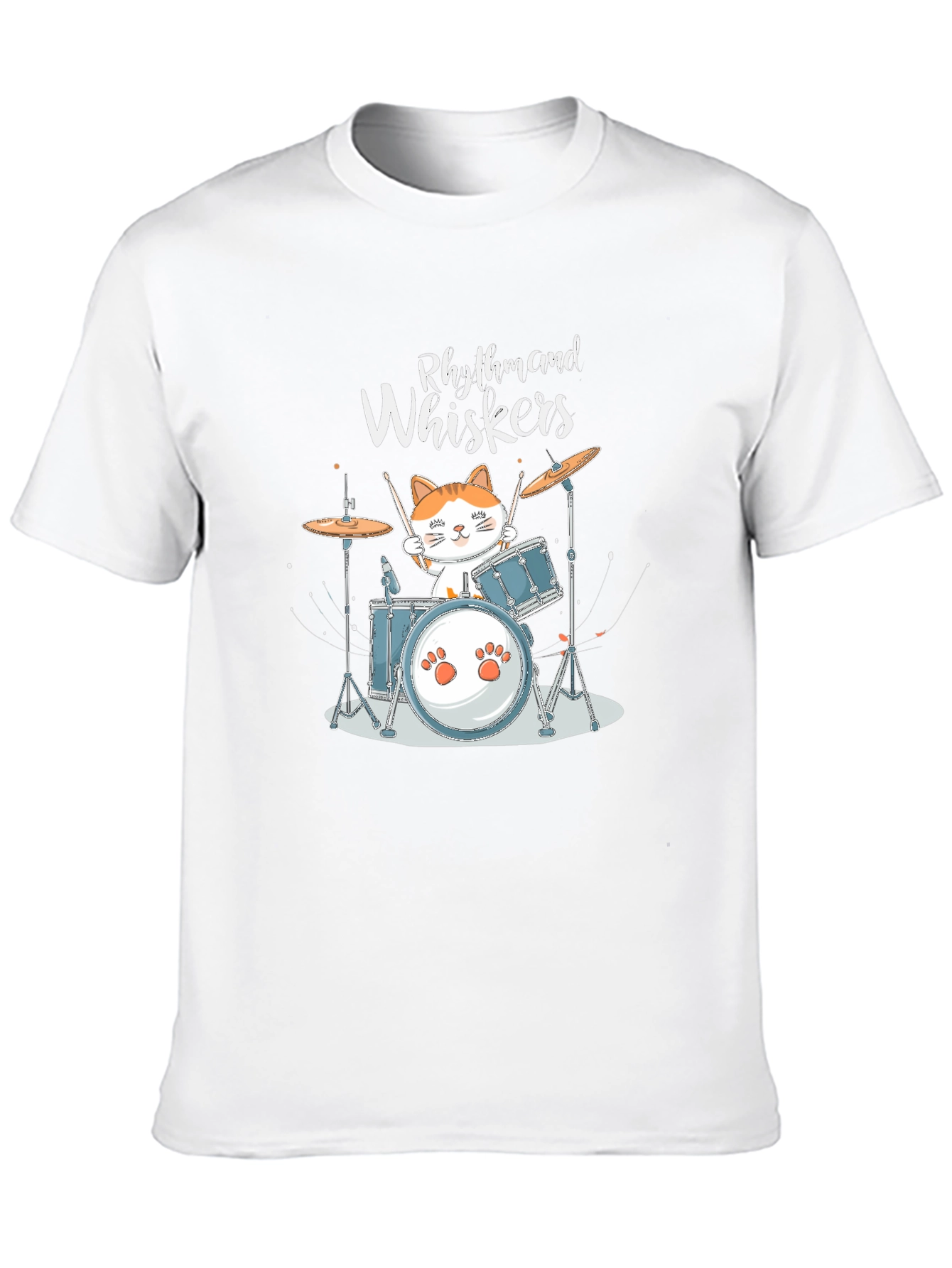 Rhythm and Whiskers Cat Drummer Graphic T-Shirt