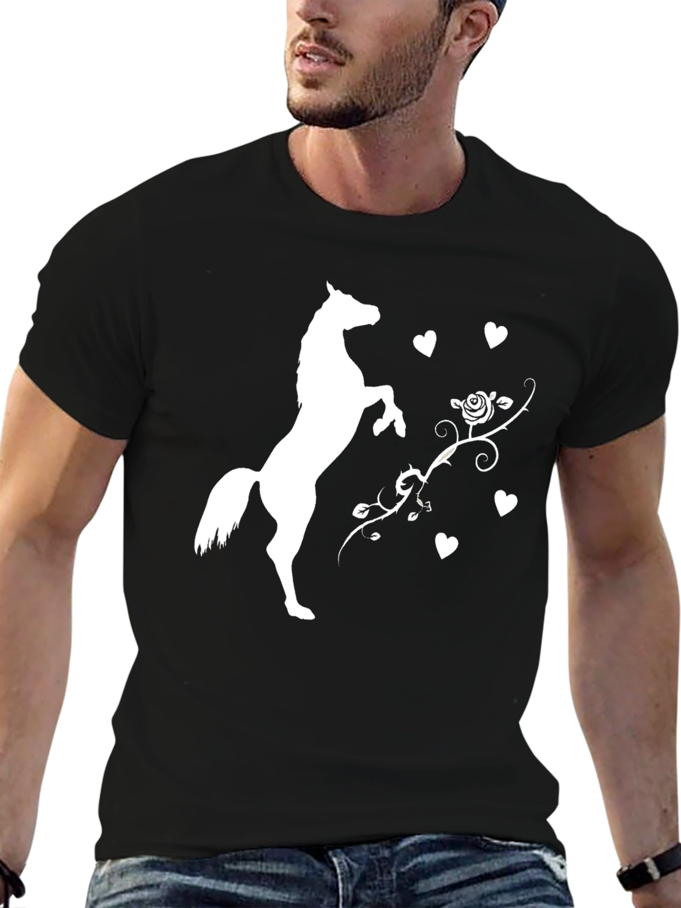 Horse Rose Heart Graphic Tee