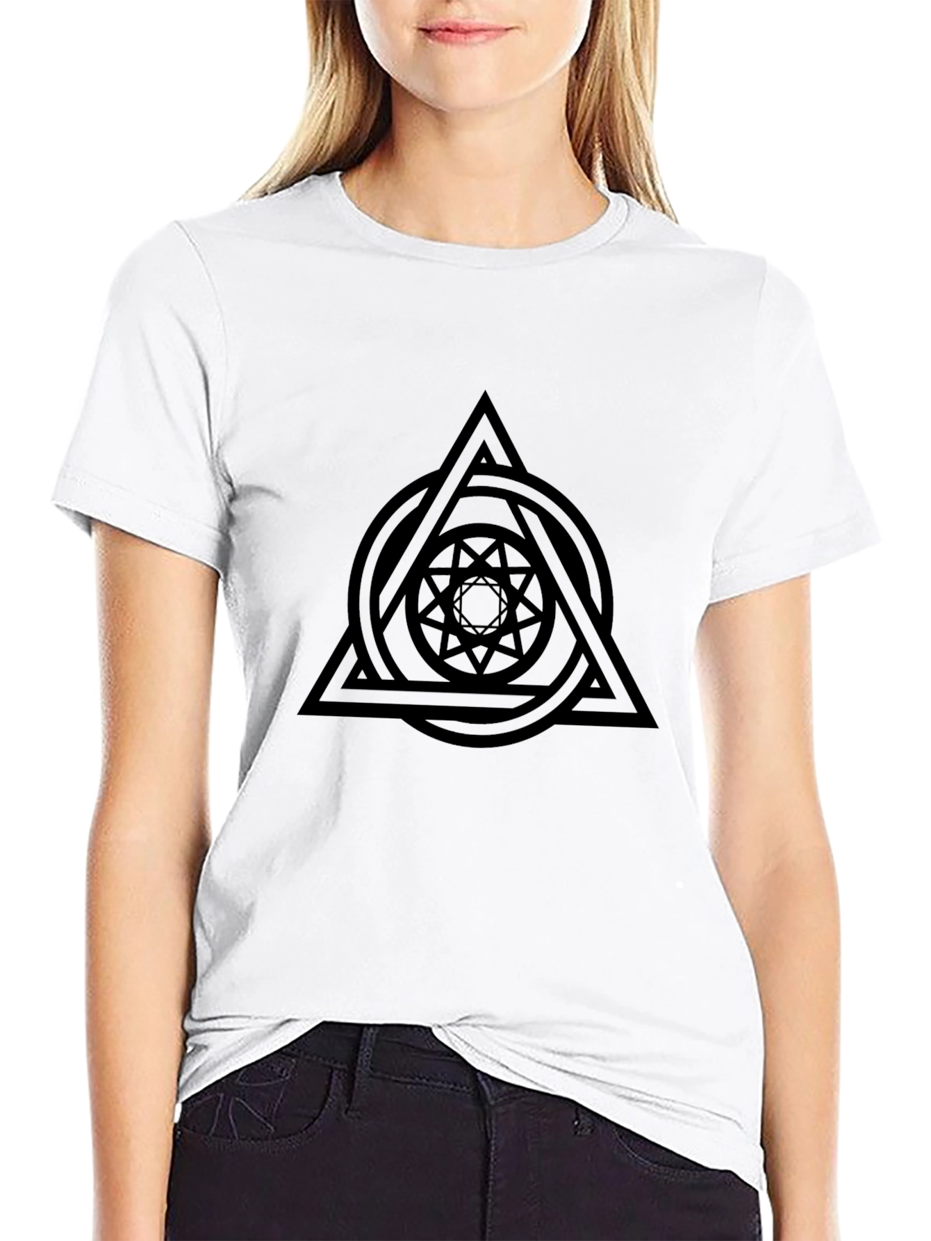 Geometric Design Black T-Shirt for Men
