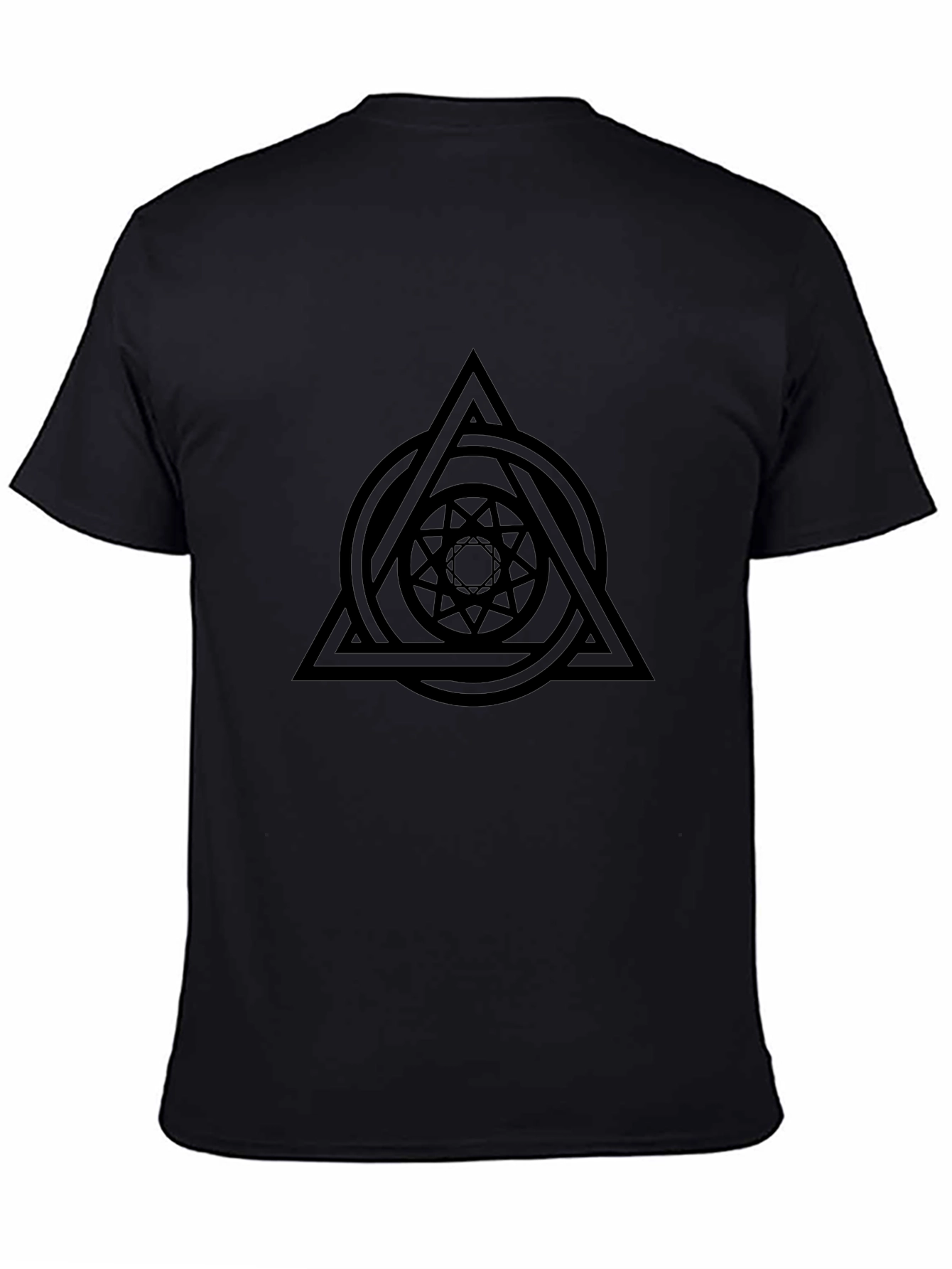 Geometric Design Black T-Shirt for Men