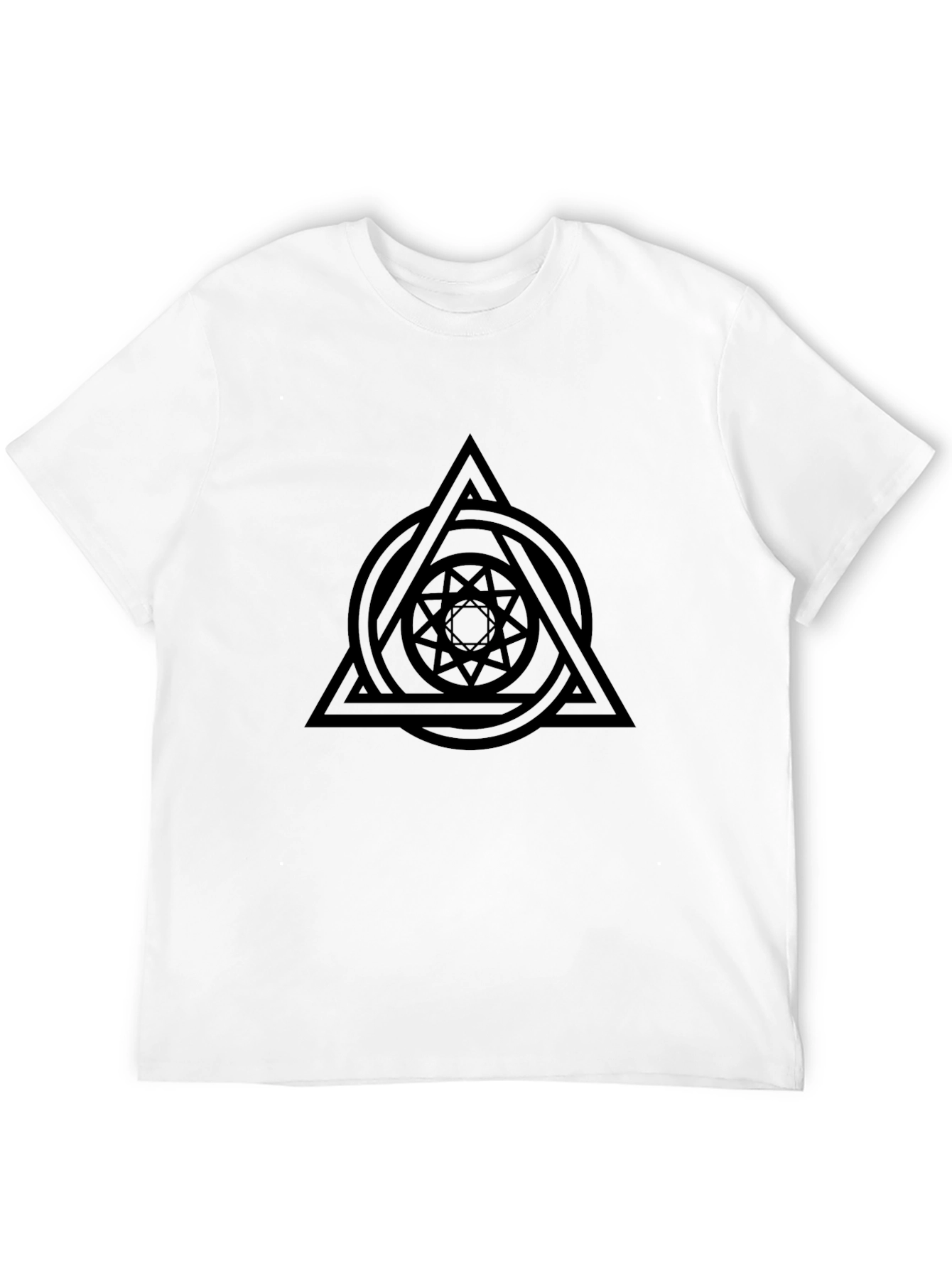 Geometric Design Black T-Shirt for Men