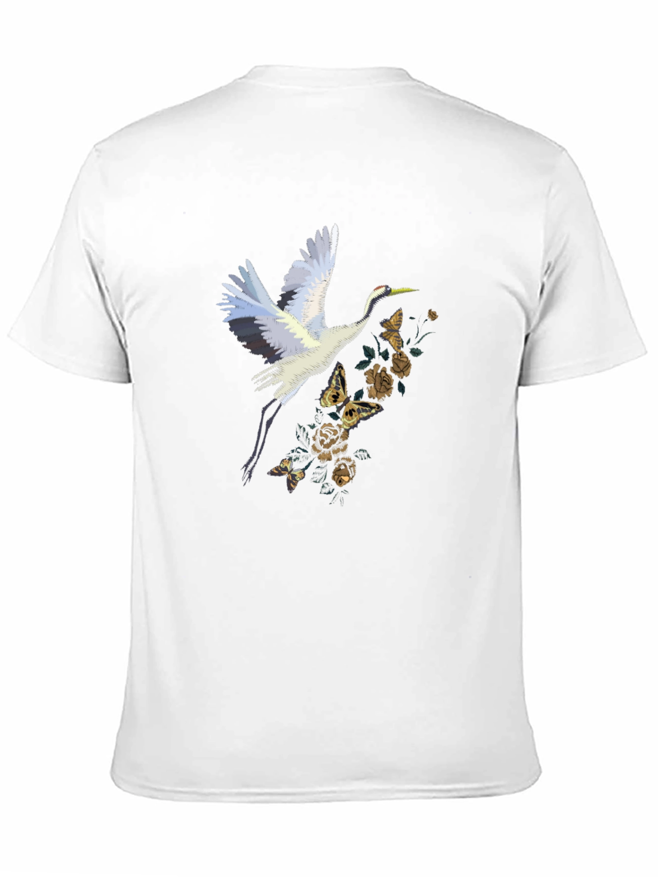 Crane & Floral Graphic Tee - Black