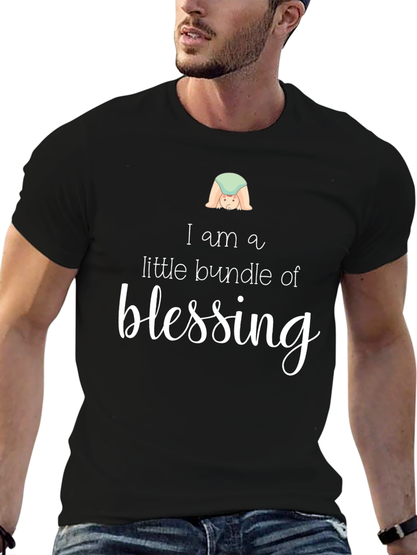 Little Bundle of Blessing Black T-Shirt