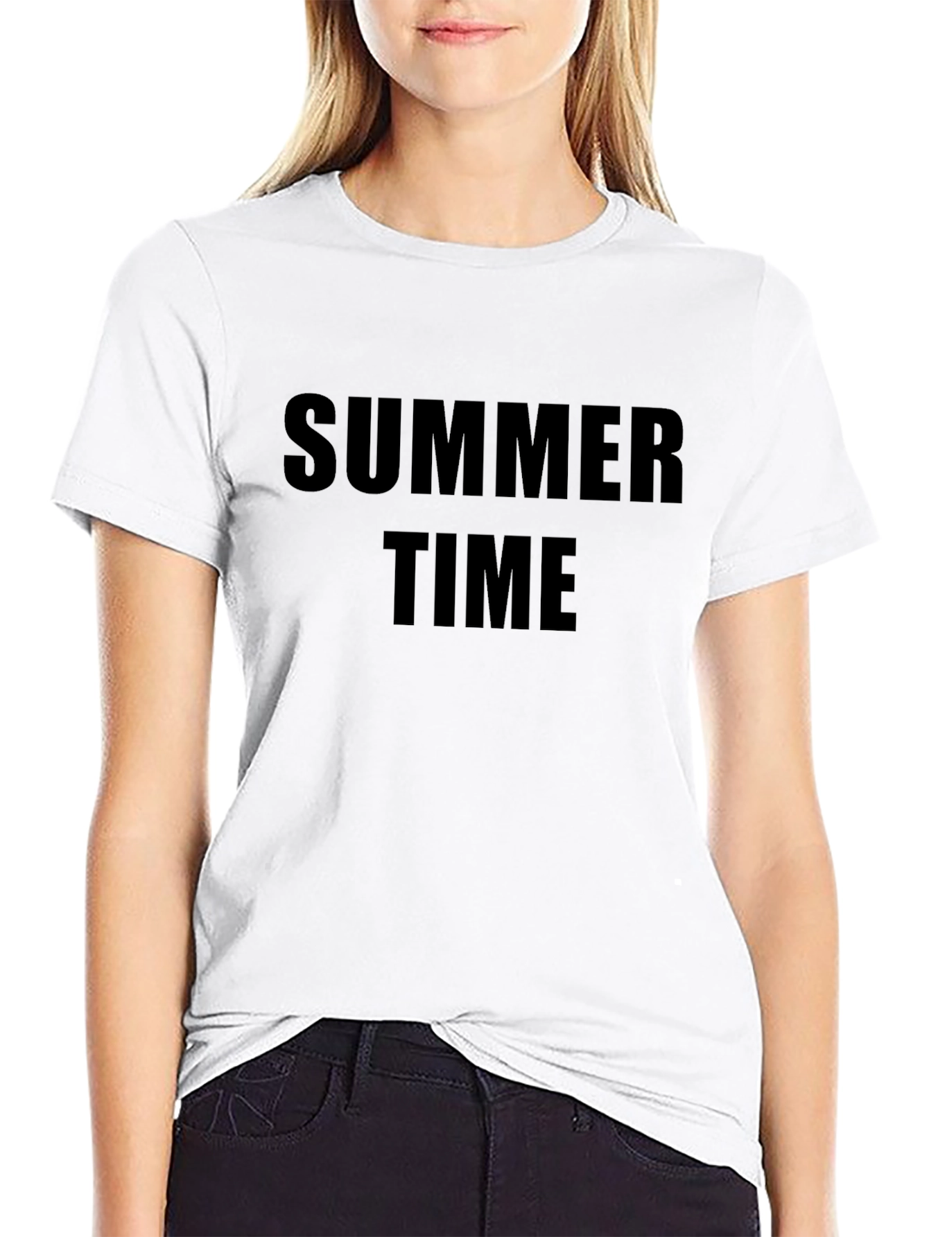 Summer Time Black Graphic Tee - Casual Style