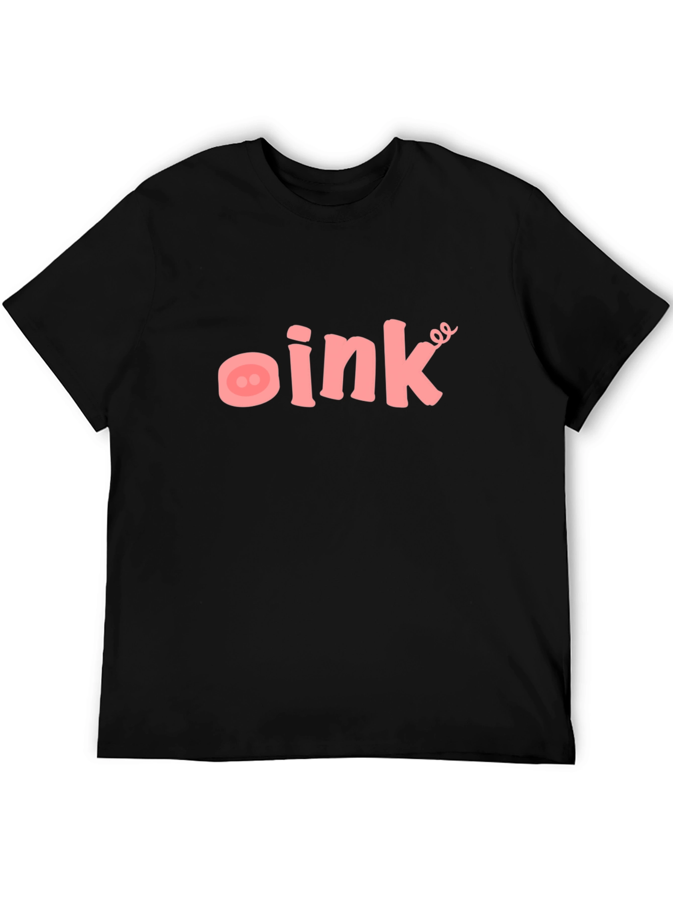 Oink Pig Snout T-Shirt - Black Crew Neck