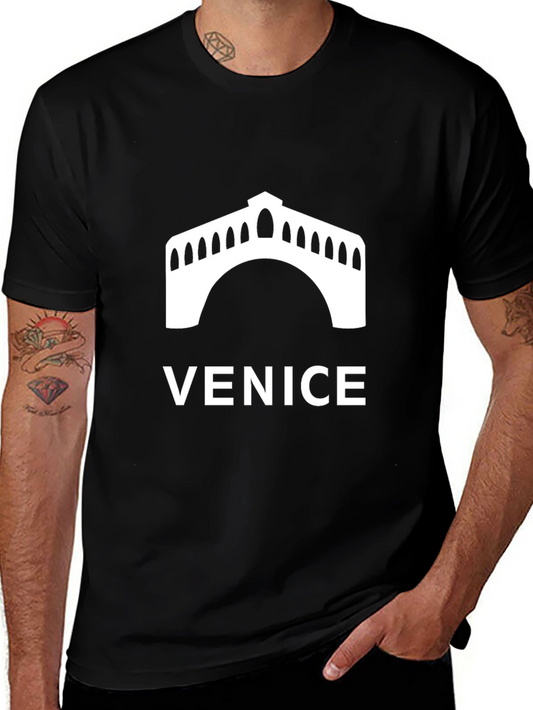 Venice Bridge Graphic Tee - Black Unisex T-Shirt