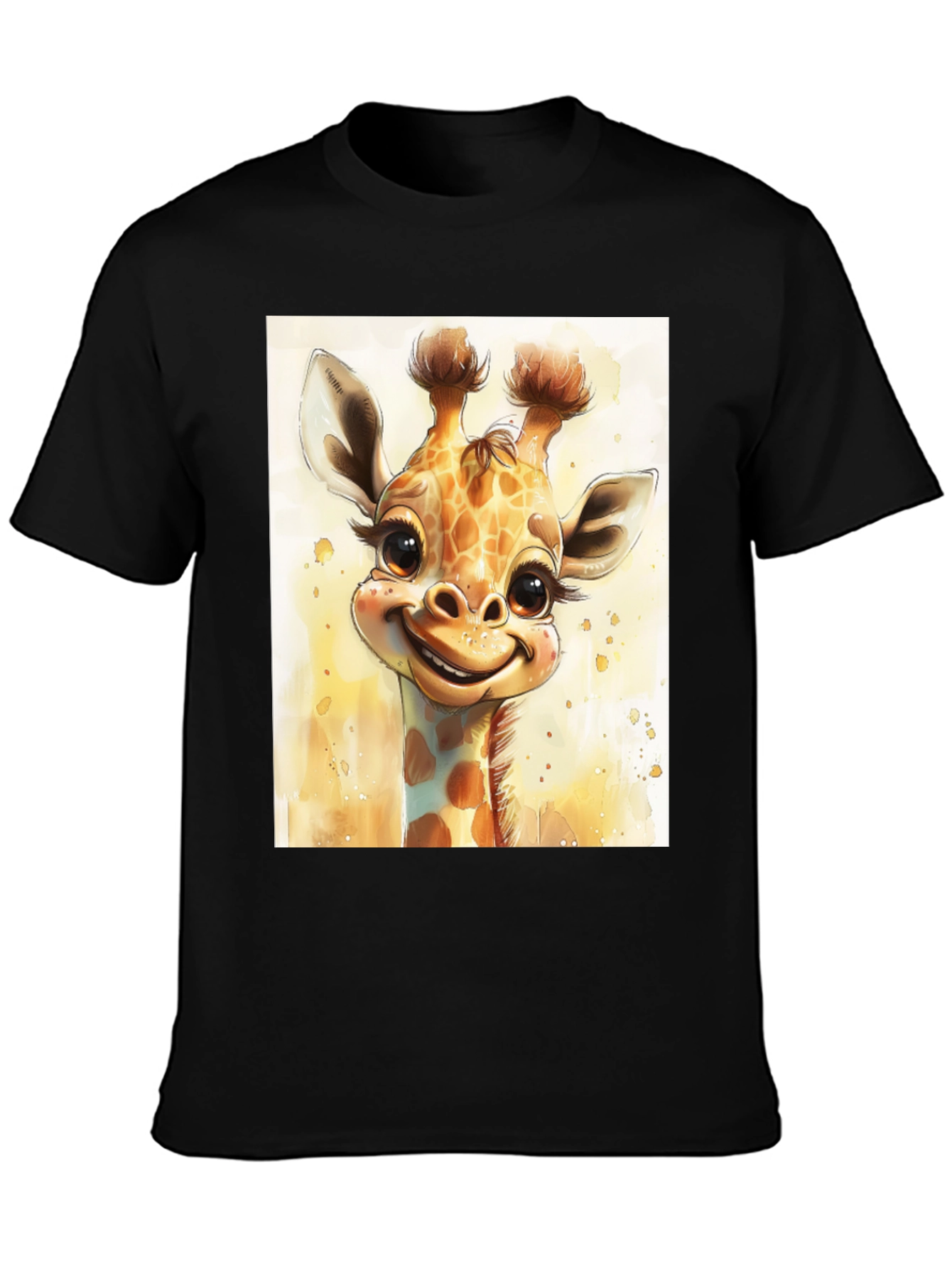 Cute Giraffe Graphic Tee - Black Cotton Comfort