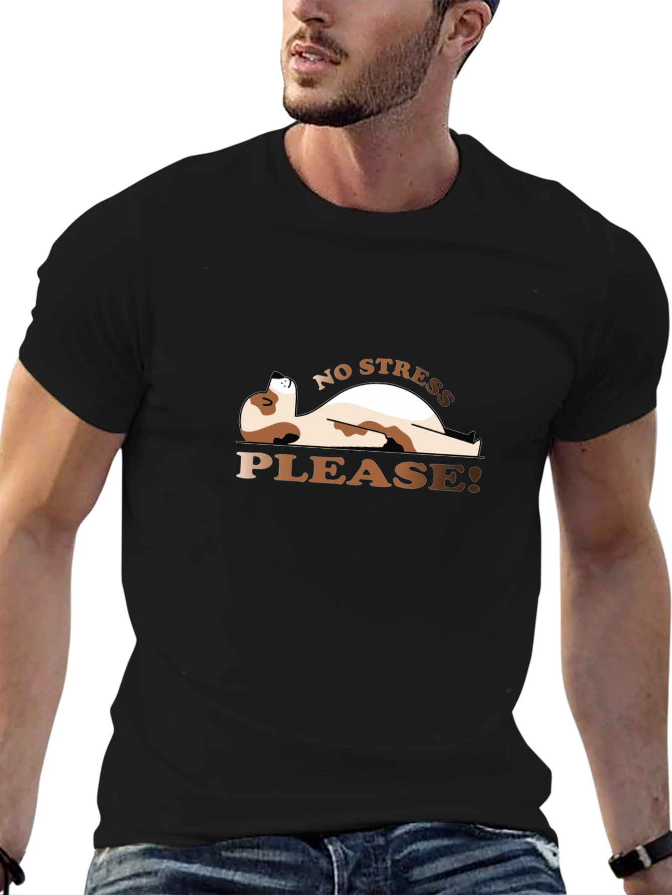 Relaxed Dog Graphic Tee - No Stress Please!