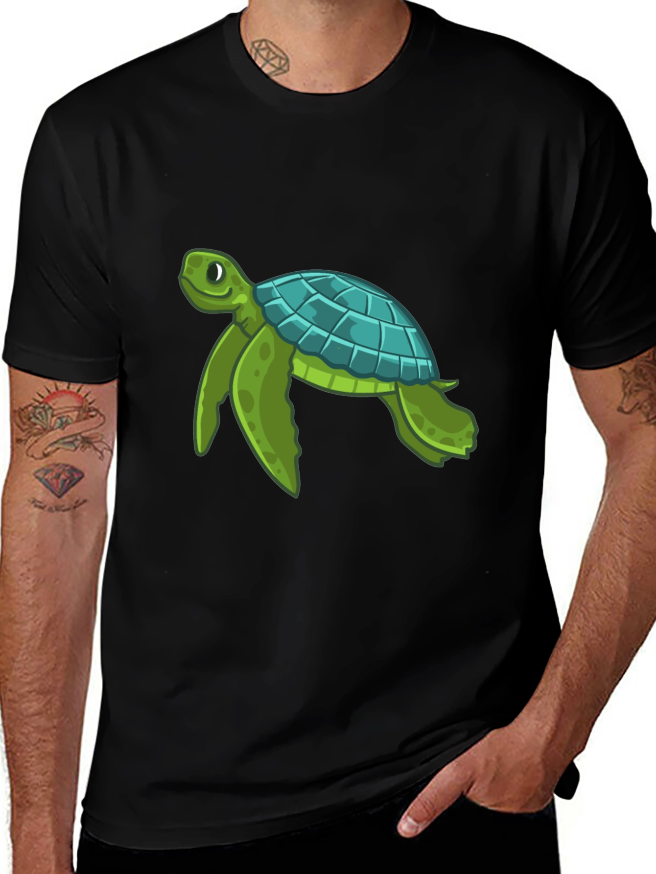 Turtle Graphic Print Crew Neck T-Shirt