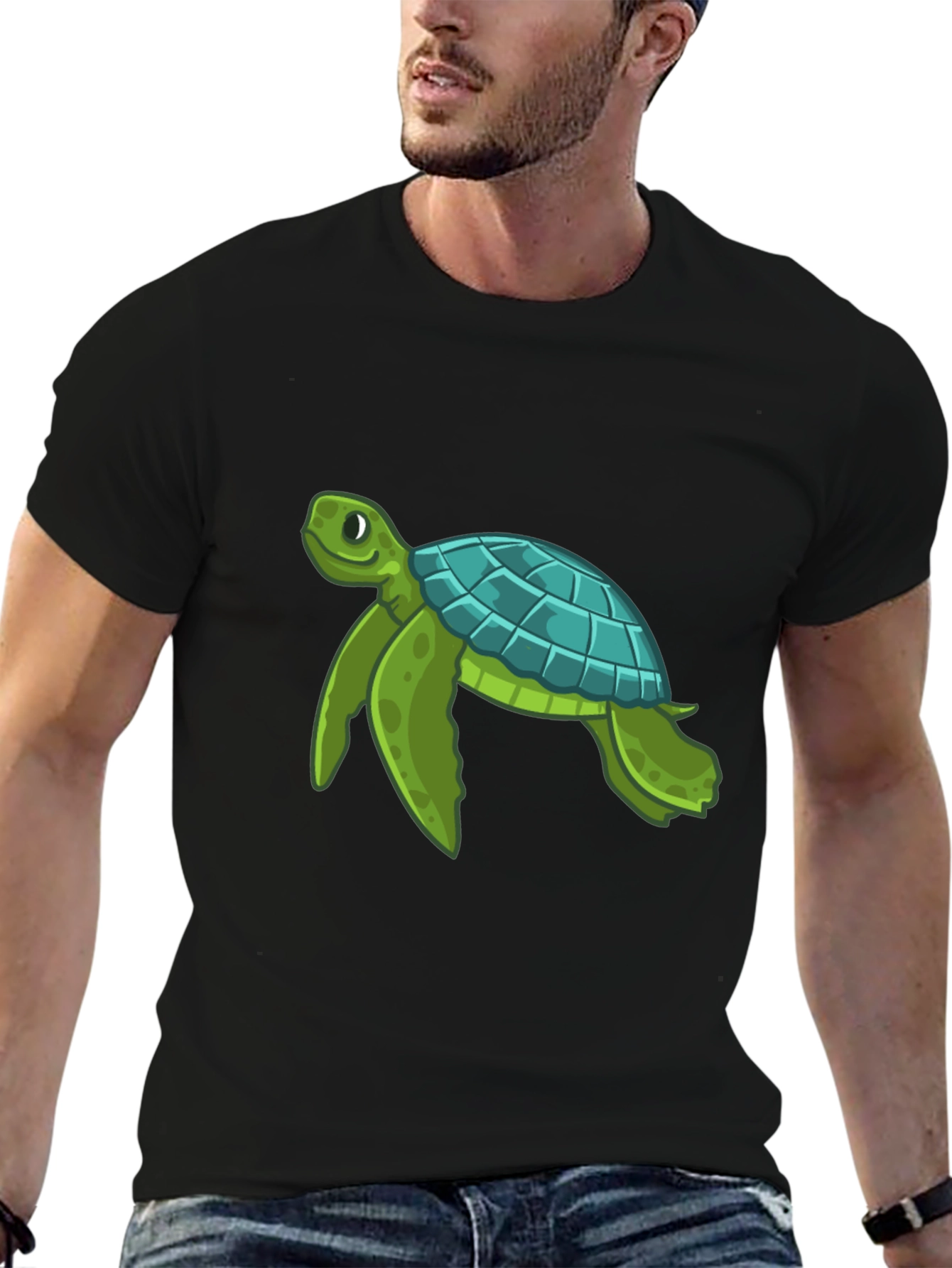 Turtle Graphic Print Crew Neck T-Shirt