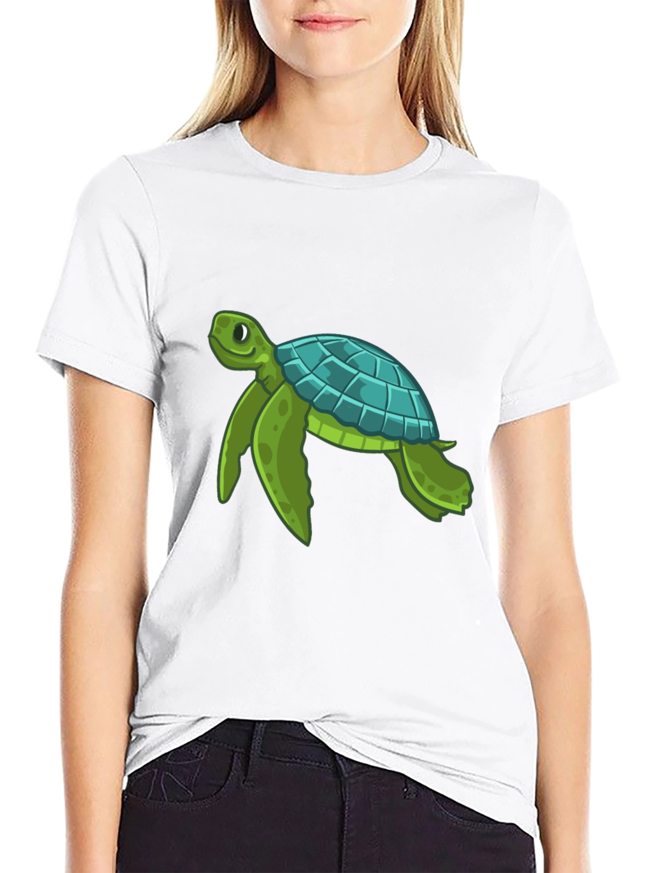 Turtle Graphic Print Crew Neck T-Shirt