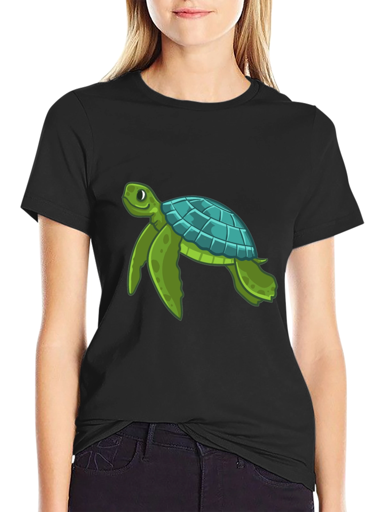Turtle Graphic Print Crew Neck T-Shirt