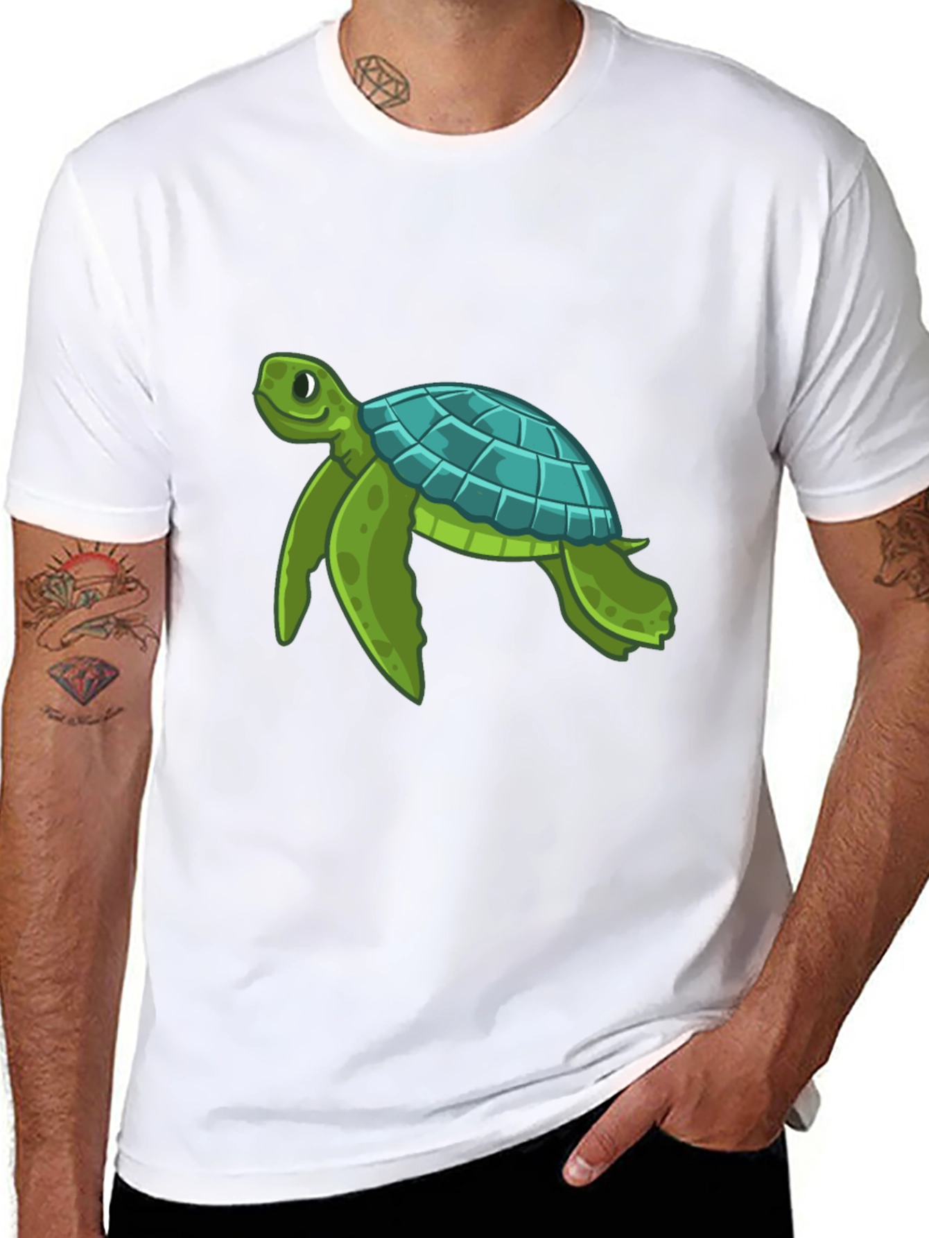 Turtle Graphic Print Crew Neck T-Shirt