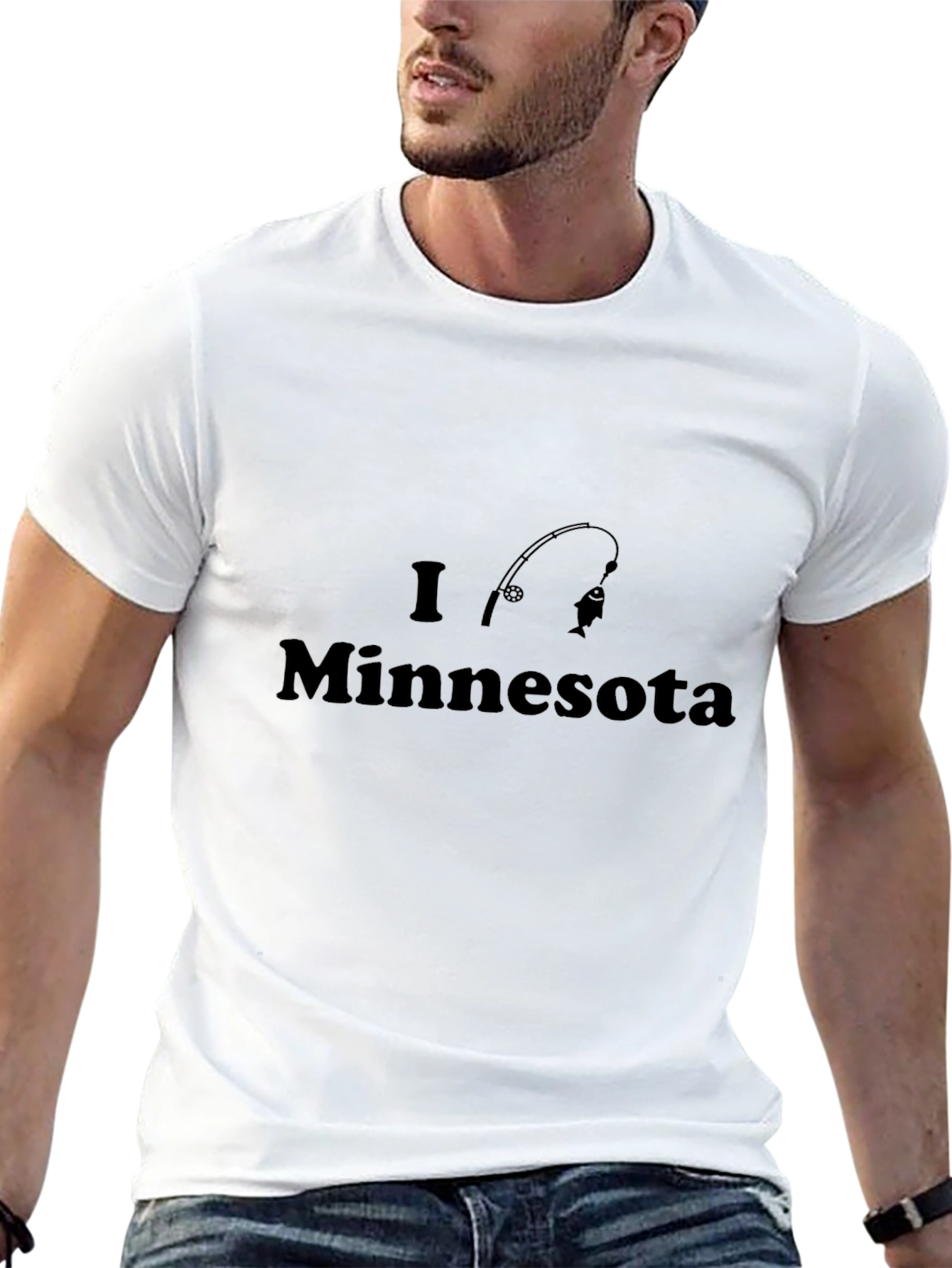 I Love Fishing Minnesota Tee - Black Cotton T-Shirt