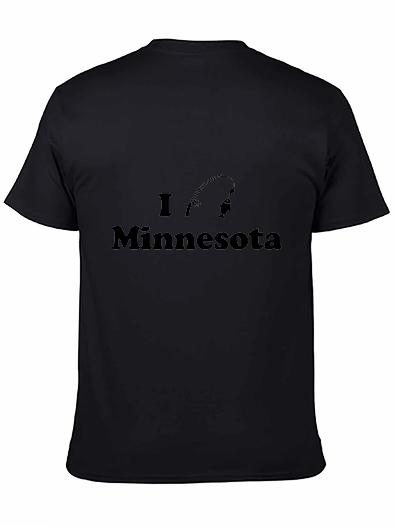 I Love Fishing Minnesota Tee - Black Cotton T-Shirt