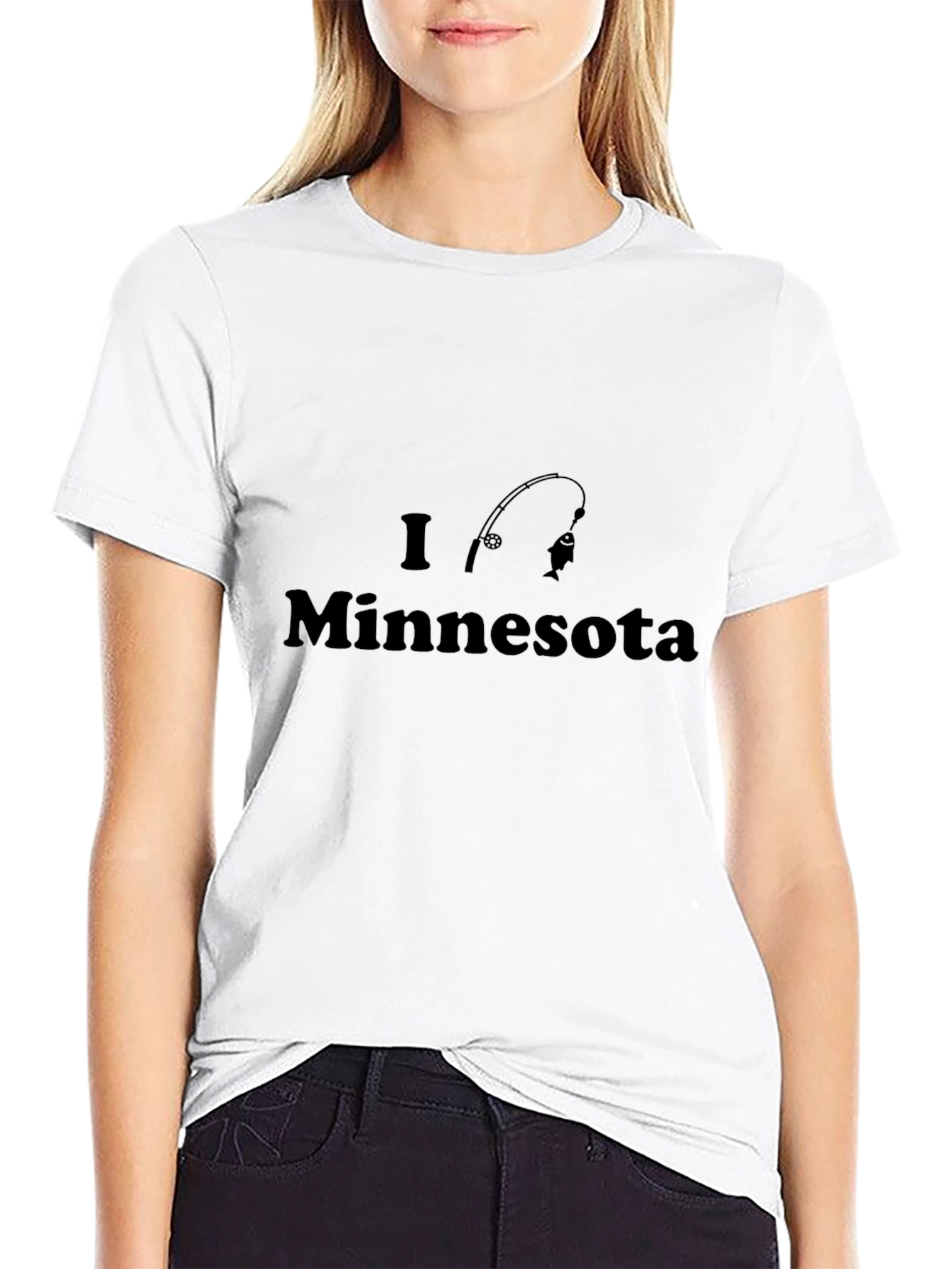 I Love Fishing Minnesota Tee - Black Cotton T-Shirt