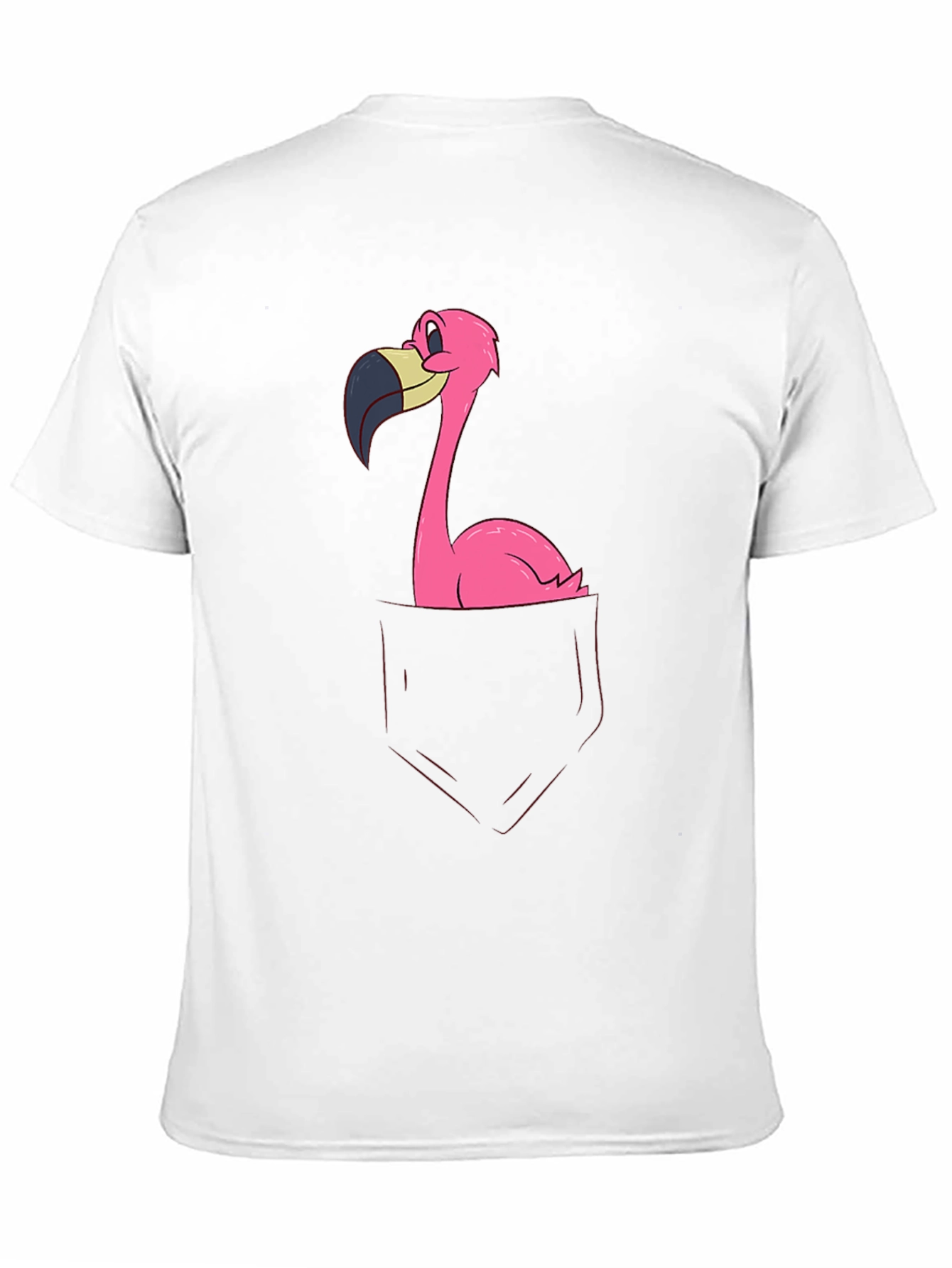 Funny Flamingo Pocket Graphic Tee - Soft Black Cotton