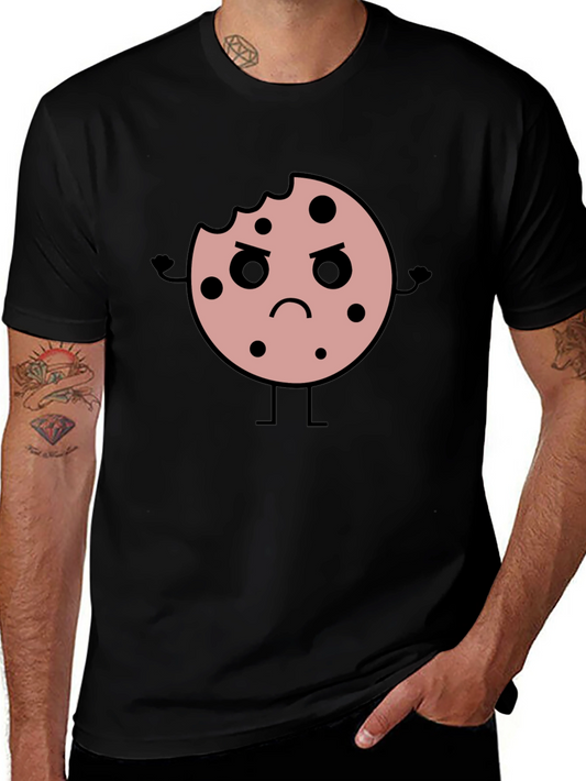 Angry Cookie Graphic Tee - Black Cotton T-Shirt
