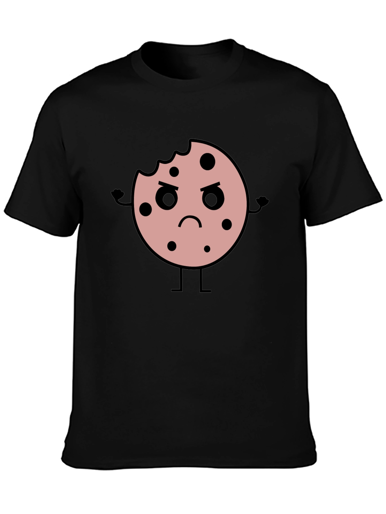 Angry Cookie Graphic Tee - Black Cotton T-Shirt