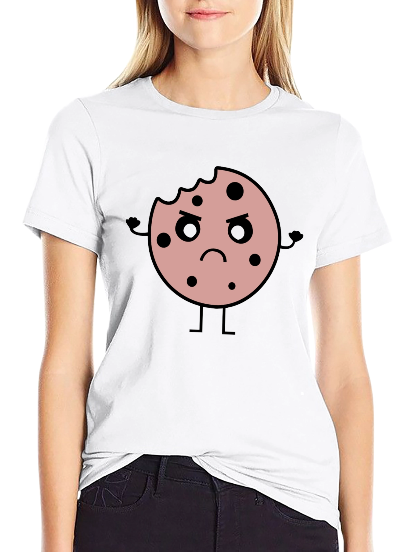 Angry Cookie Graphic Tee - Black Cotton T-Shirt