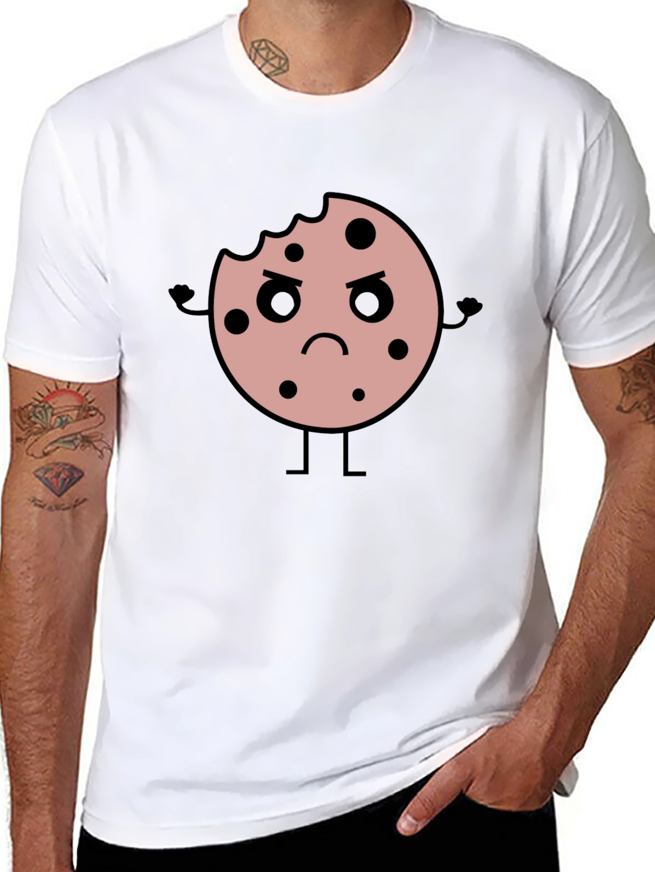 Angry Cookie Graphic Tee - Black Cotton T-Shirt