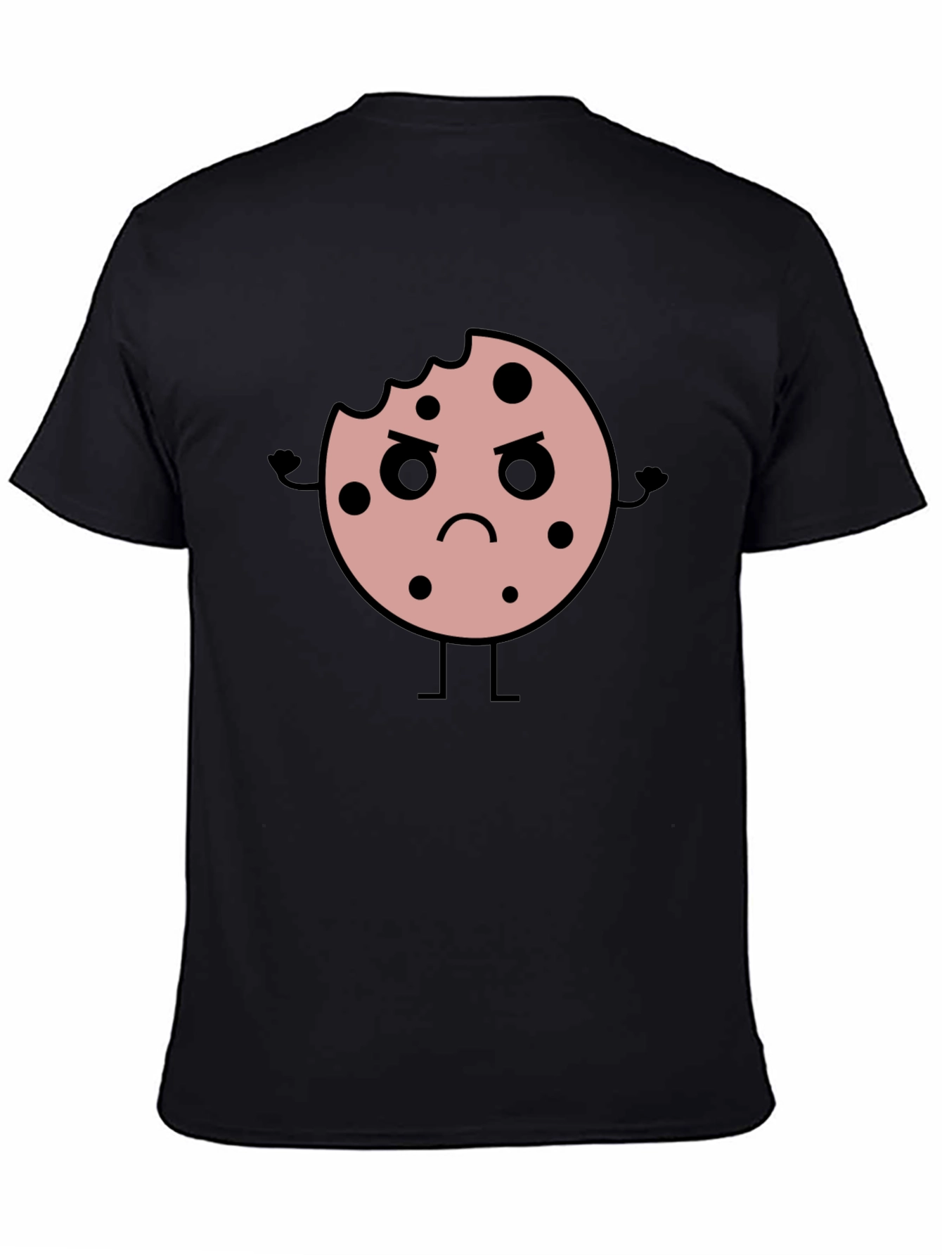 Angry Cookie Graphic Tee - Black Cotton T-Shirt