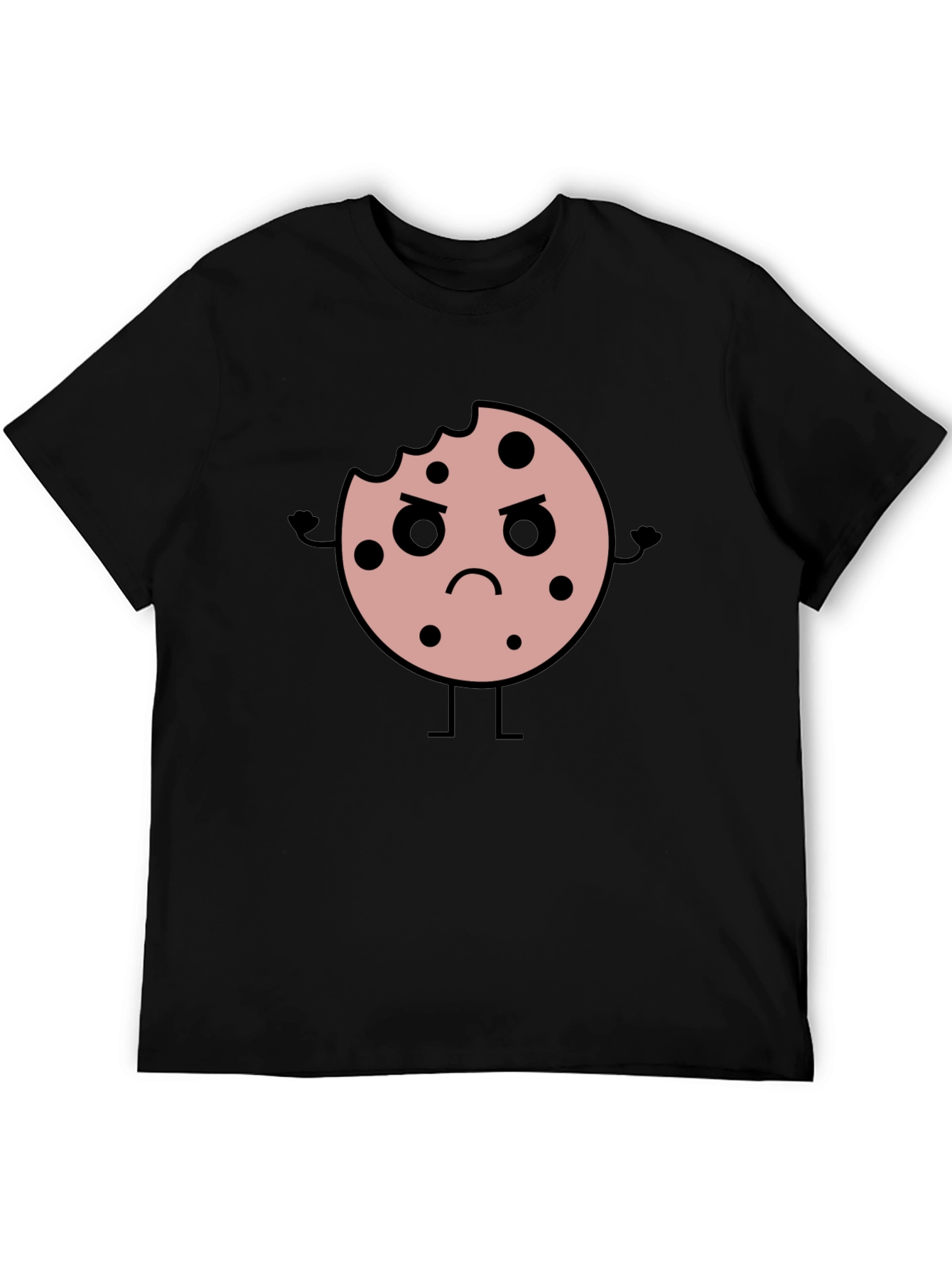Angry Cookie Graphic Tee - Black Cotton T-Shirt