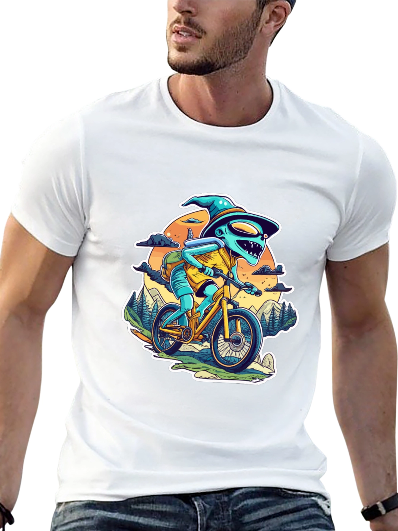 Alien Biker Graphic T-Shirt