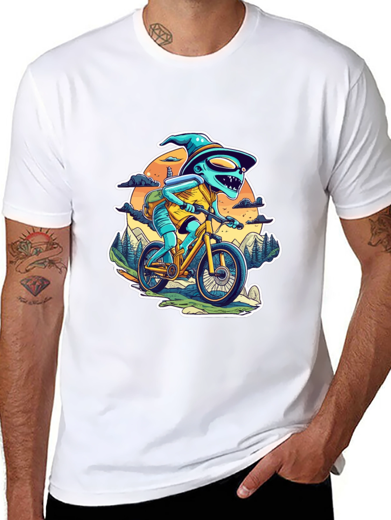 Alien Biker Graphic T-Shirt