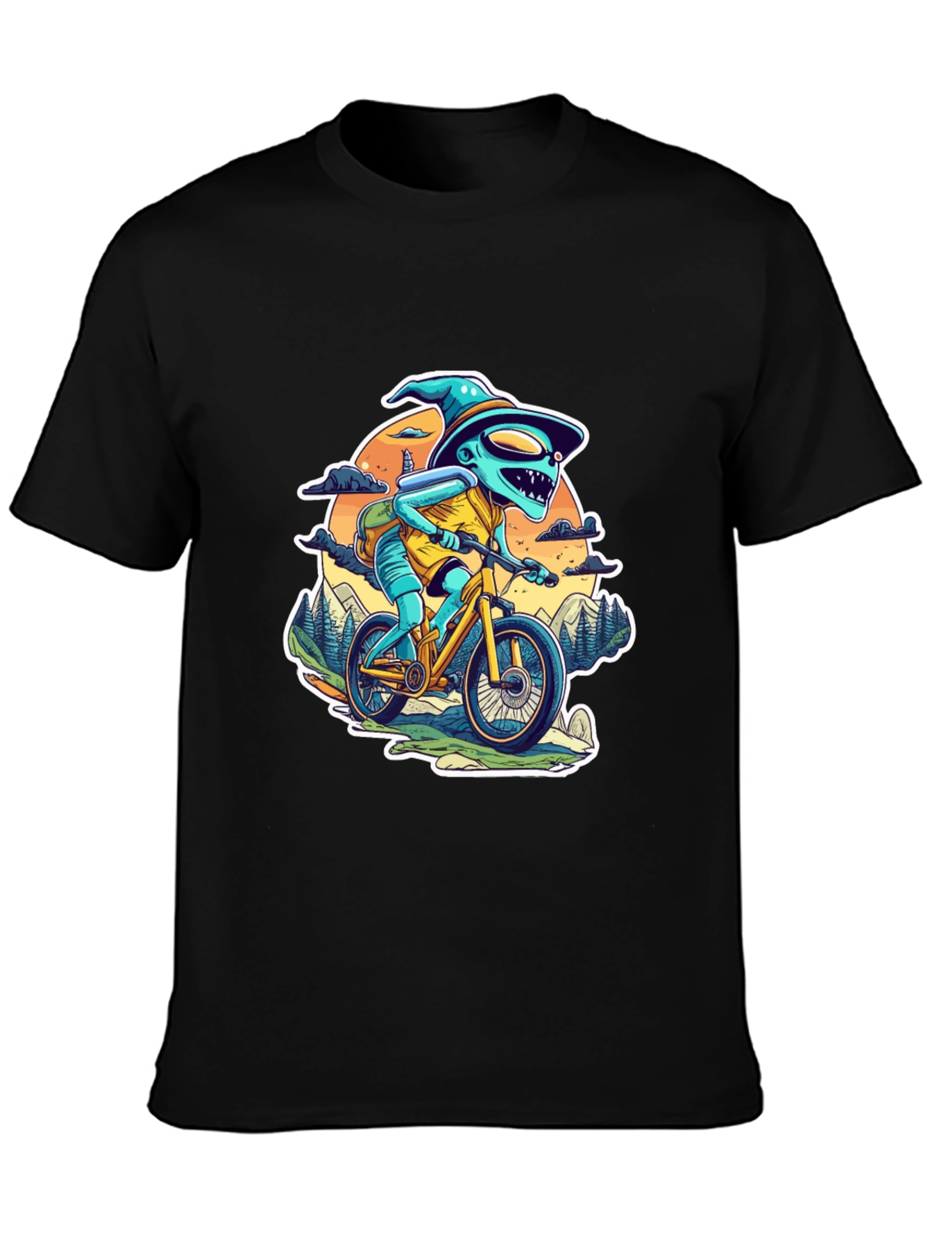 Alien Biker Graphic T-Shirt