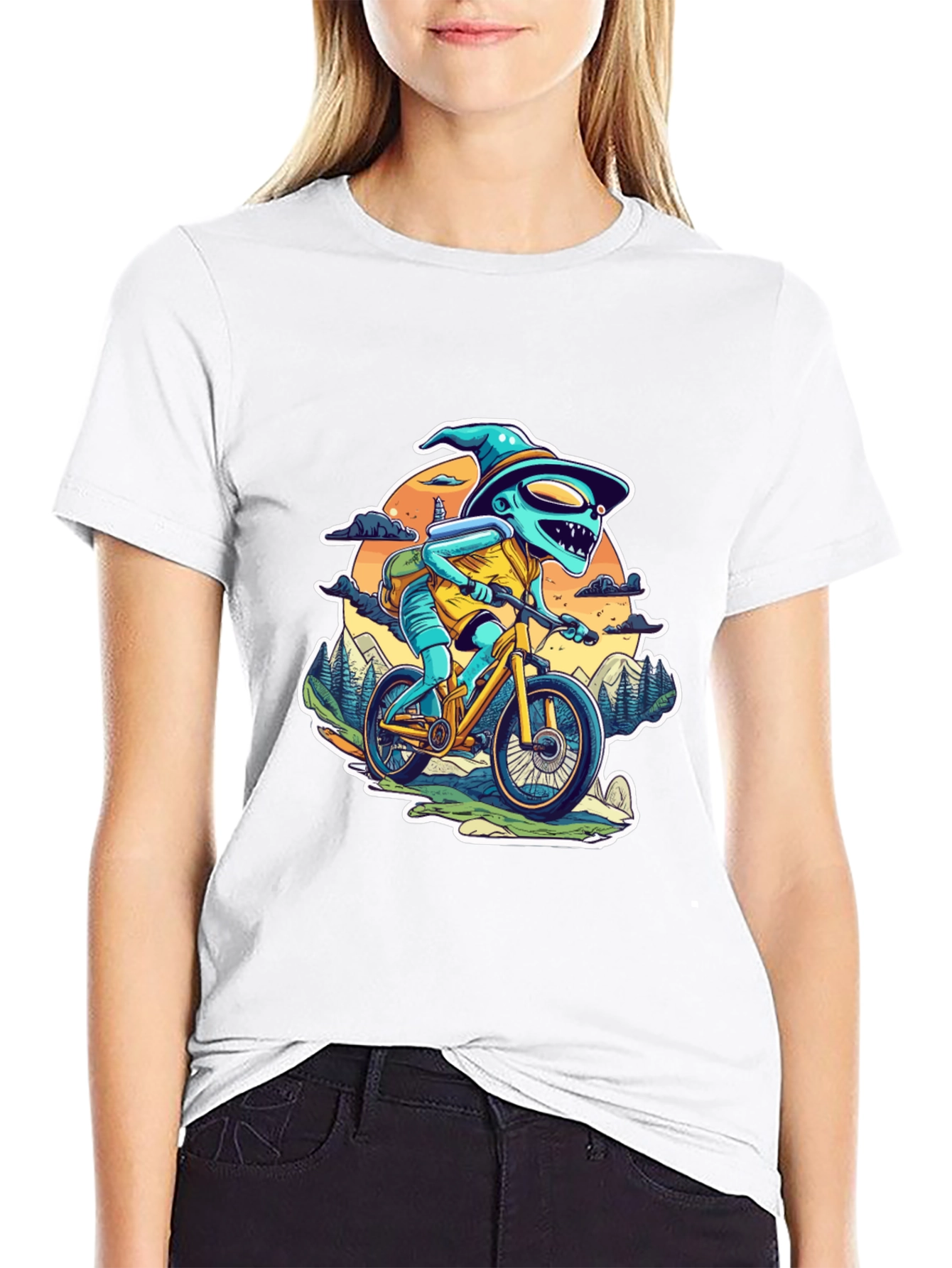 Alien Biker Graphic T-Shirt