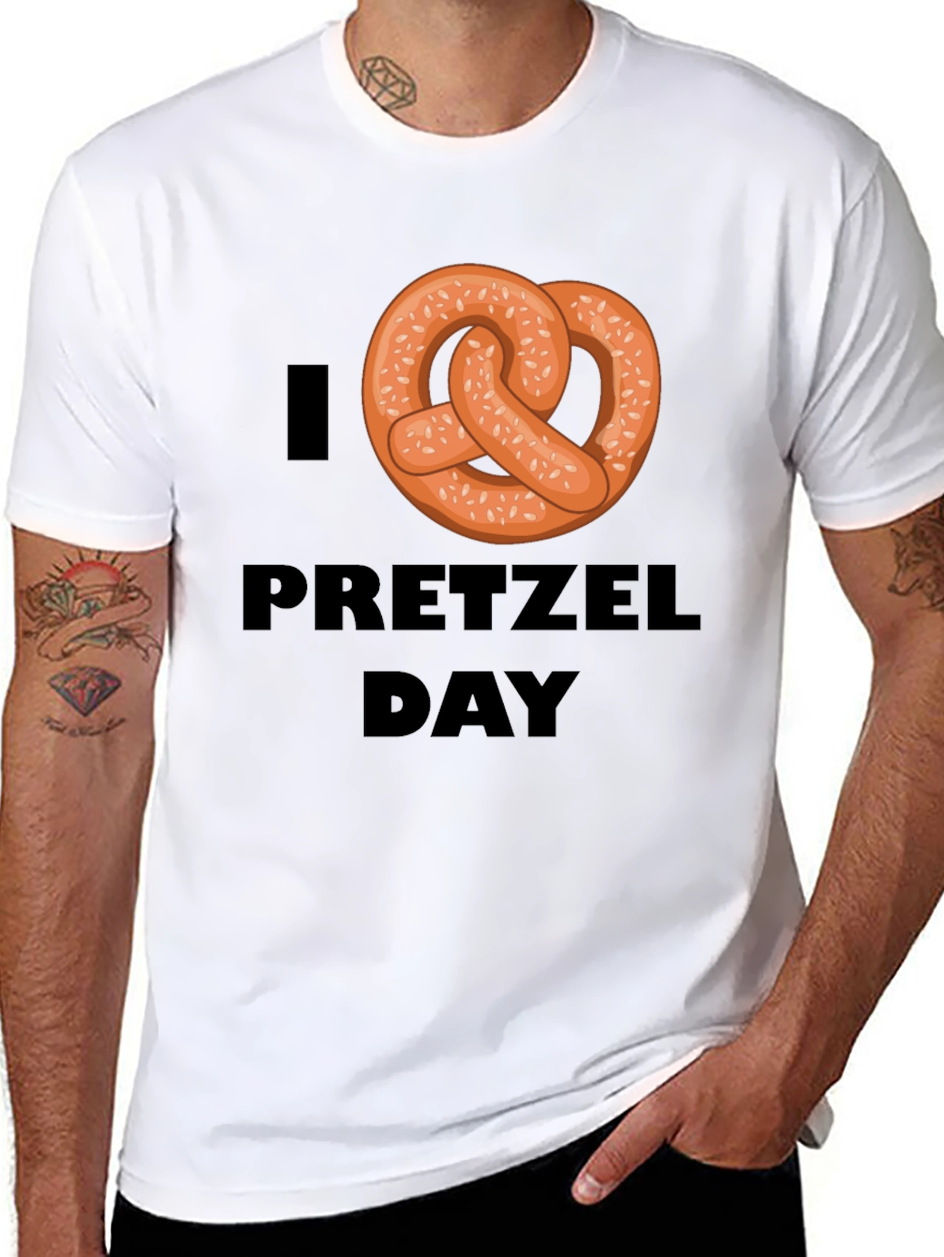 I Heart Pretzel Day T-Shirt - Novelty Graphic Tee