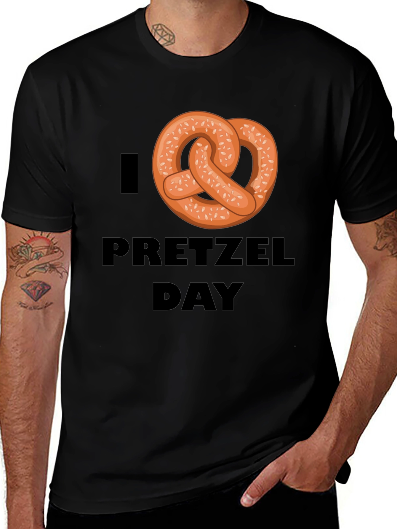 I Heart Pretzel Day T-Shirt - Novelty Graphic Tee