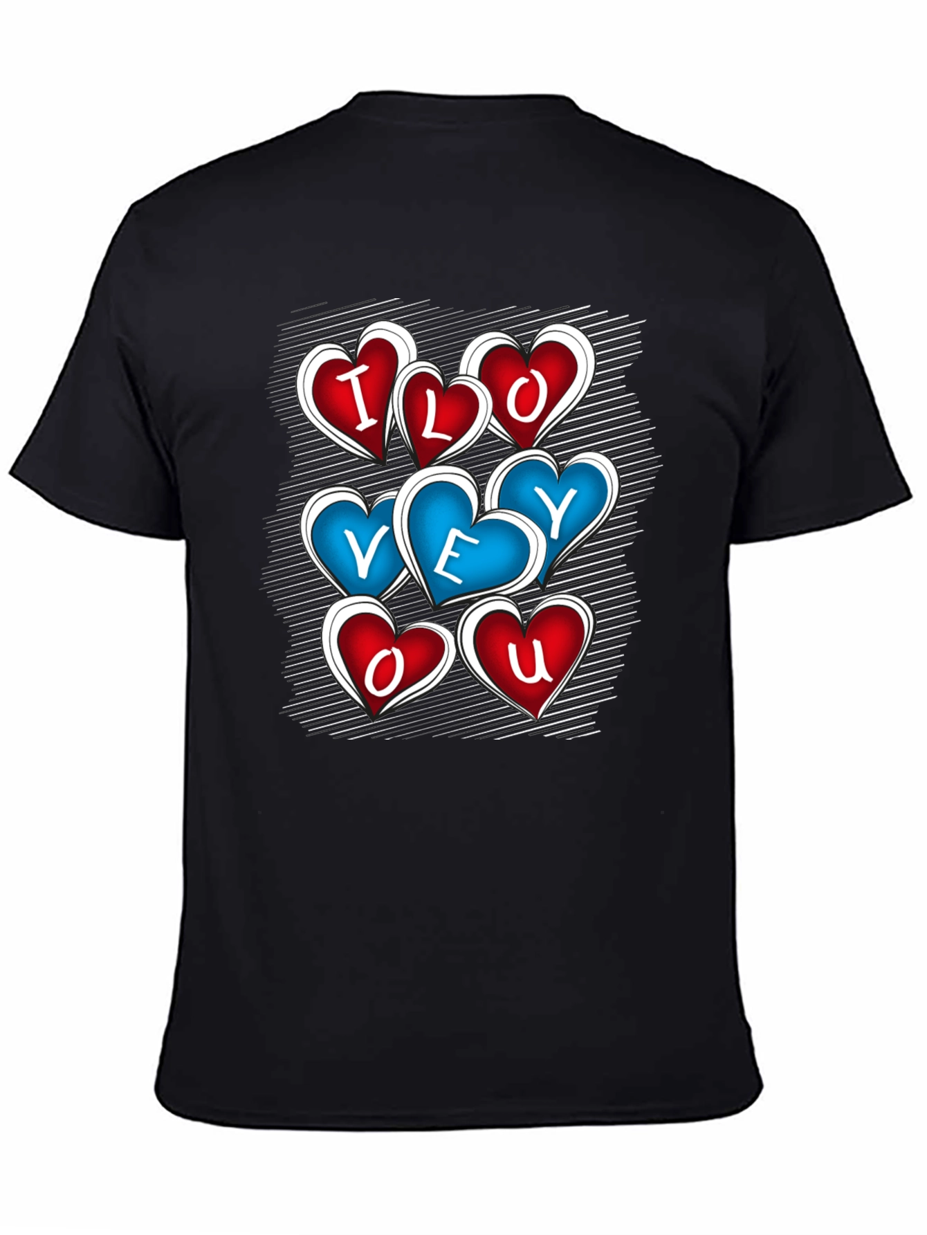 I Love You Heart Graphic Black T-Shirt