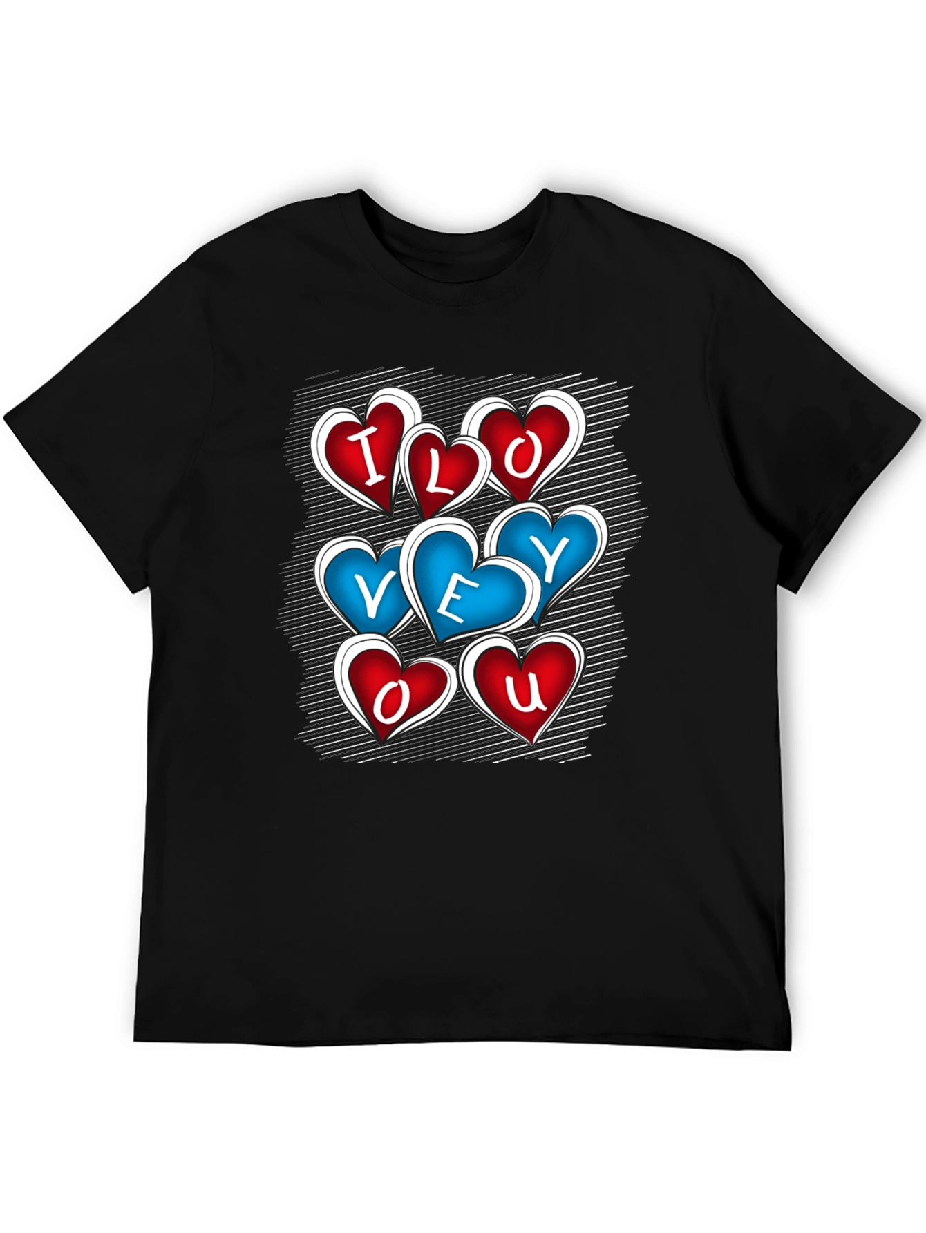 I Love You Heart Graphic Black T-Shirt