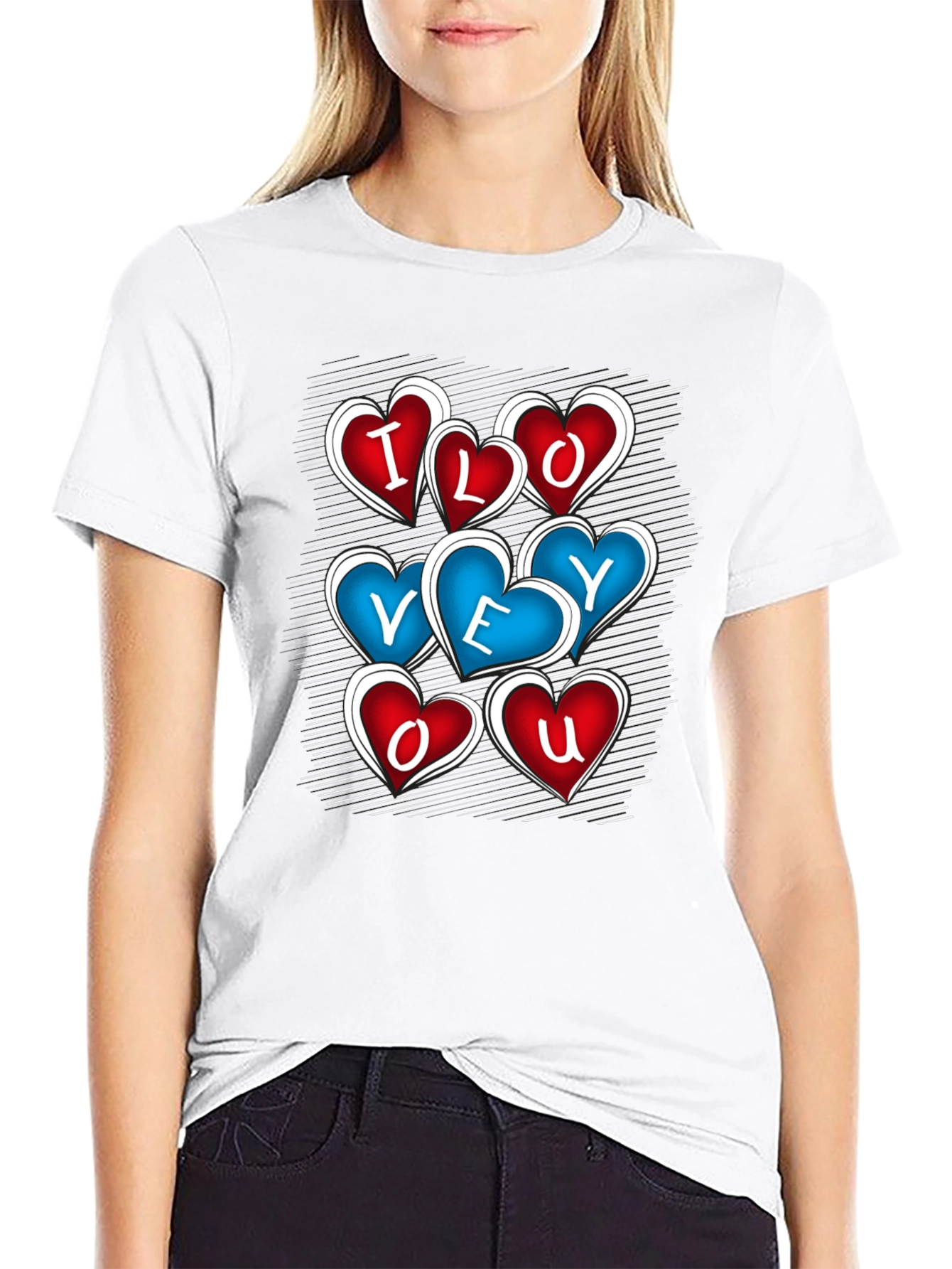 I Love You Heart Graphic Black T-Shirt