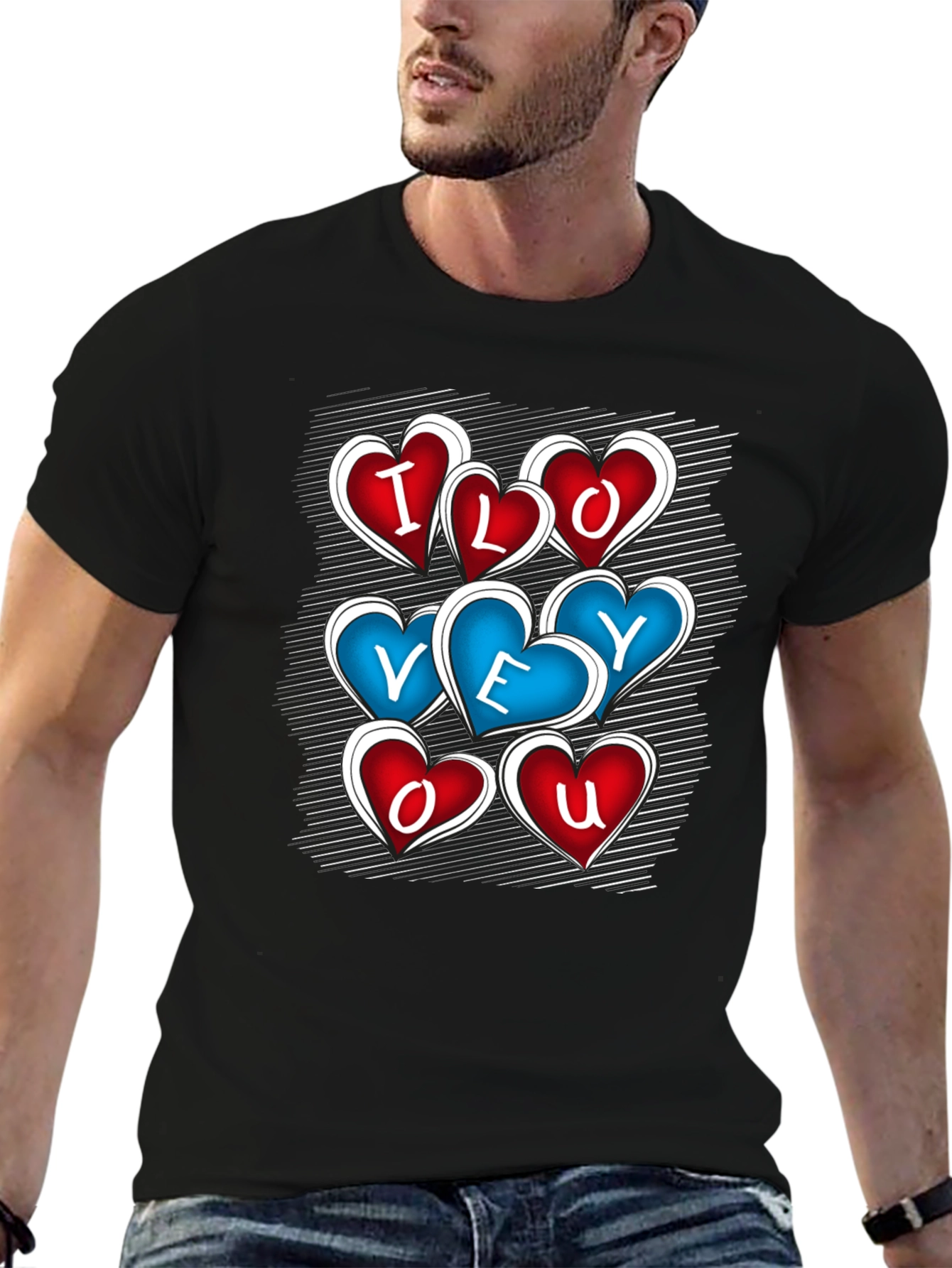 I Love You Heart Graphic Black T-Shirt