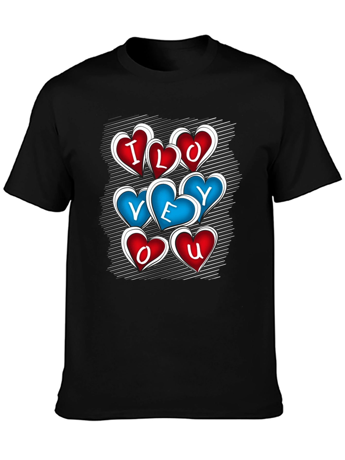 I Love You Heart Graphic Black T-Shirt