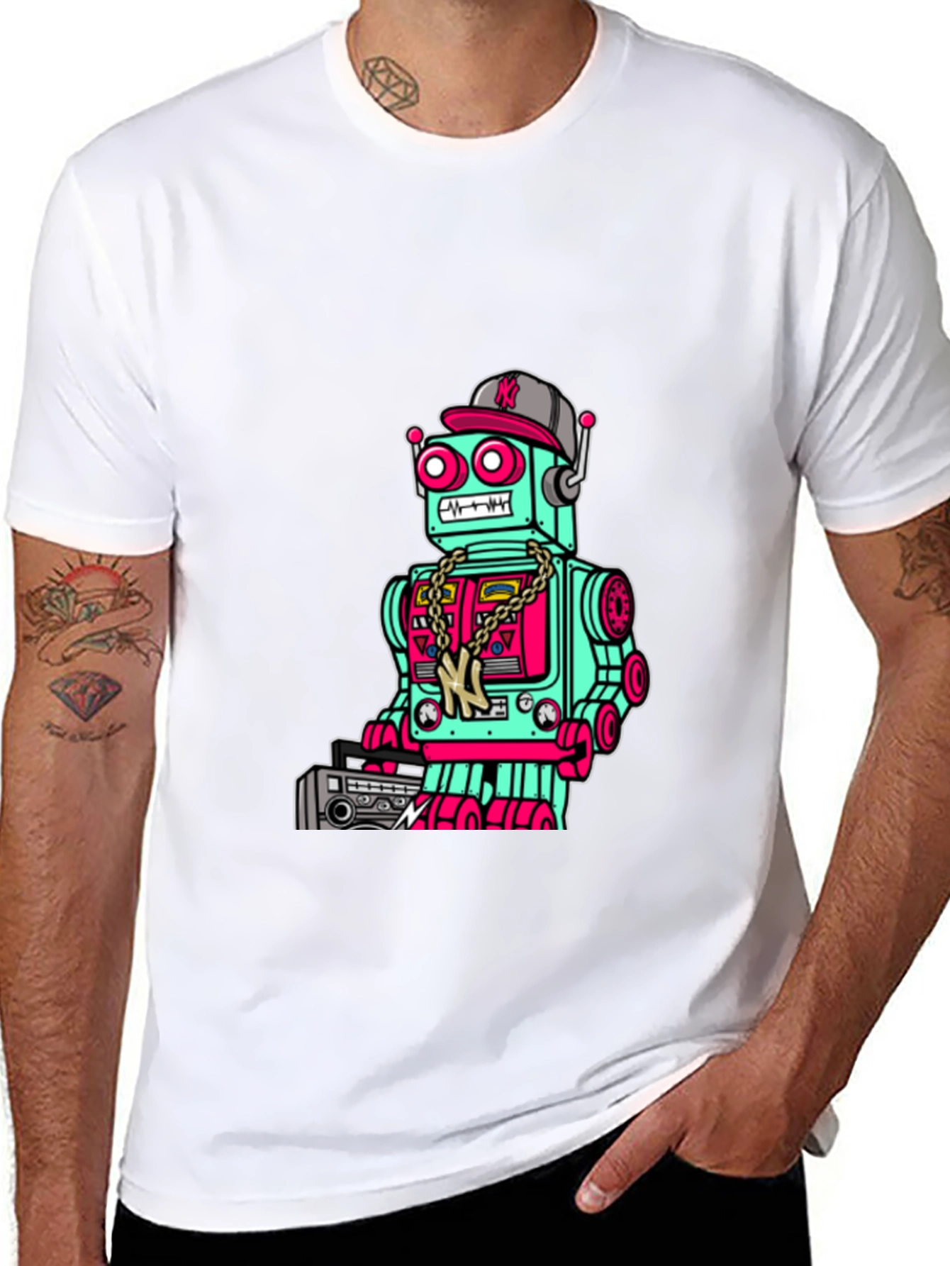 Retro Robot Boombox Graphic Tee