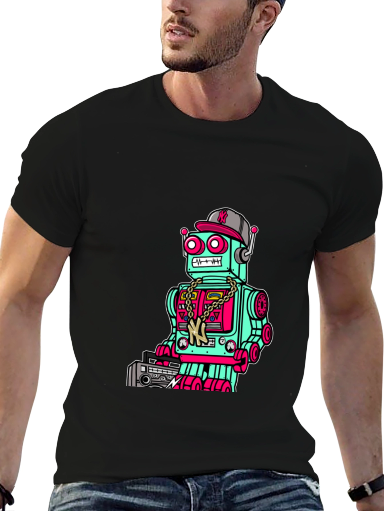 Retro Robot Boombox Graphic Tee