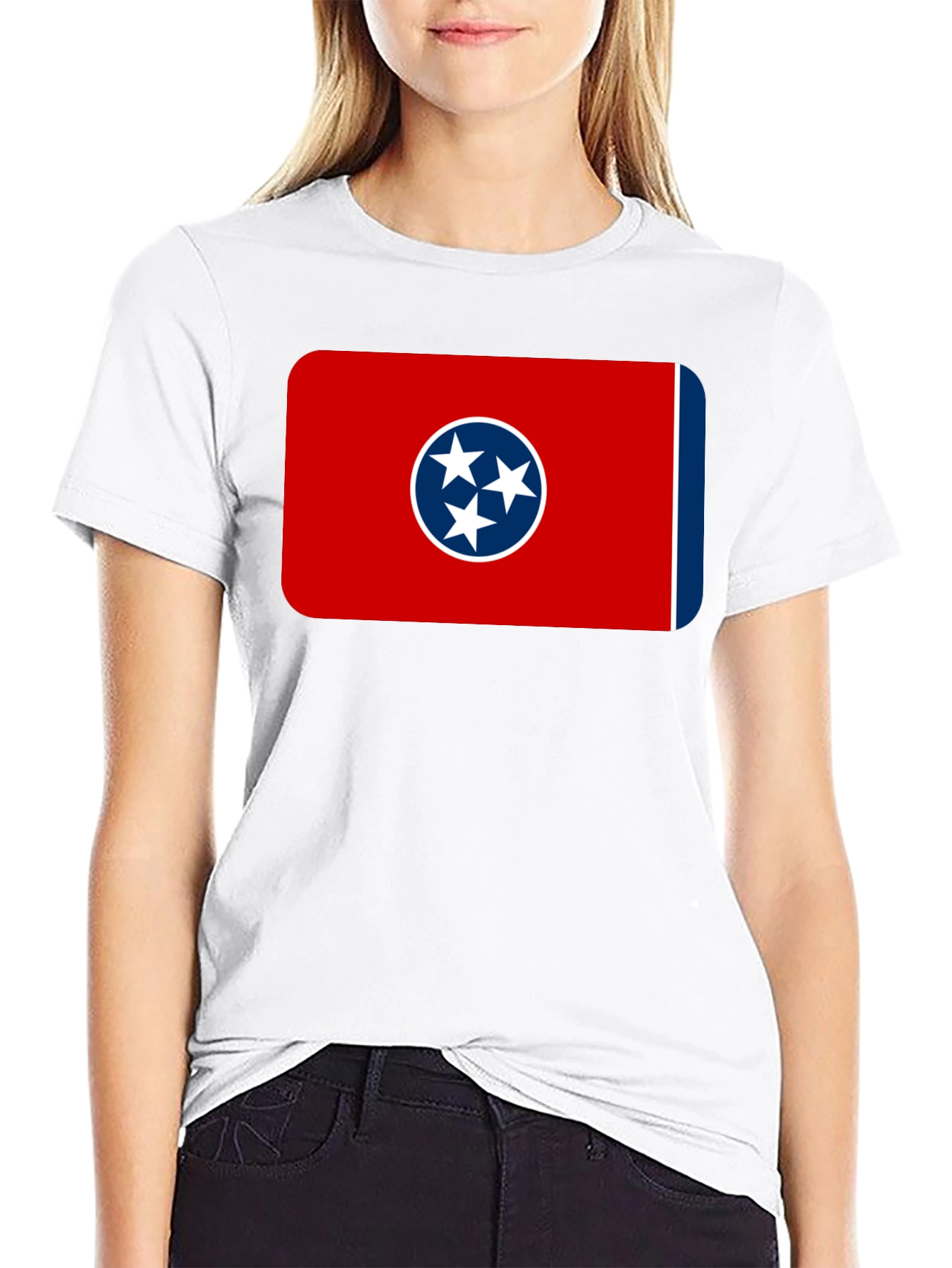Tennessee Flag T-Shirt -  Black Crew Neck Tee