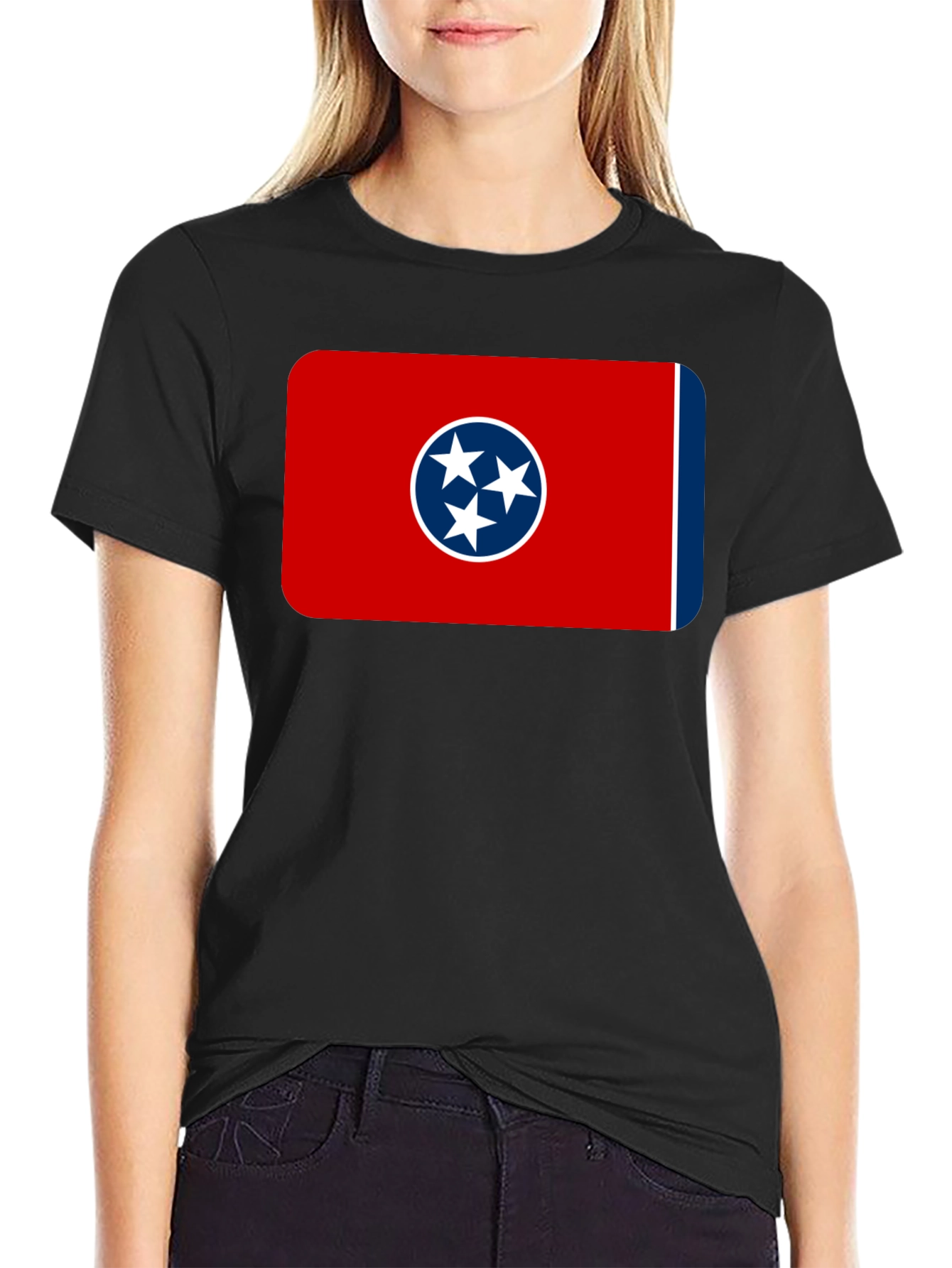 Tennessee Flag T-Shirt -  Black Crew Neck Tee