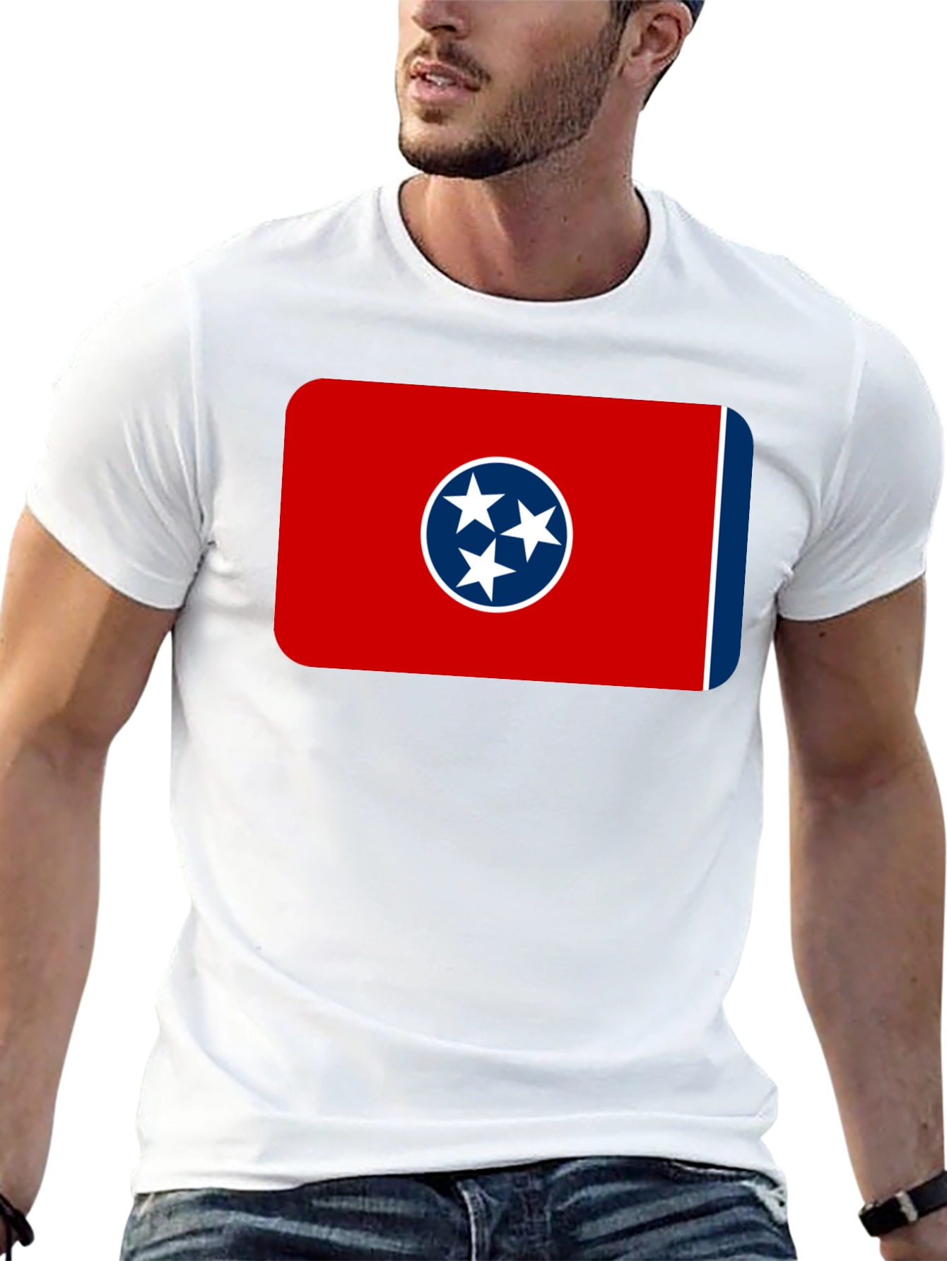 Tennessee Flag T-Shirt -  Black Crew Neck Tee