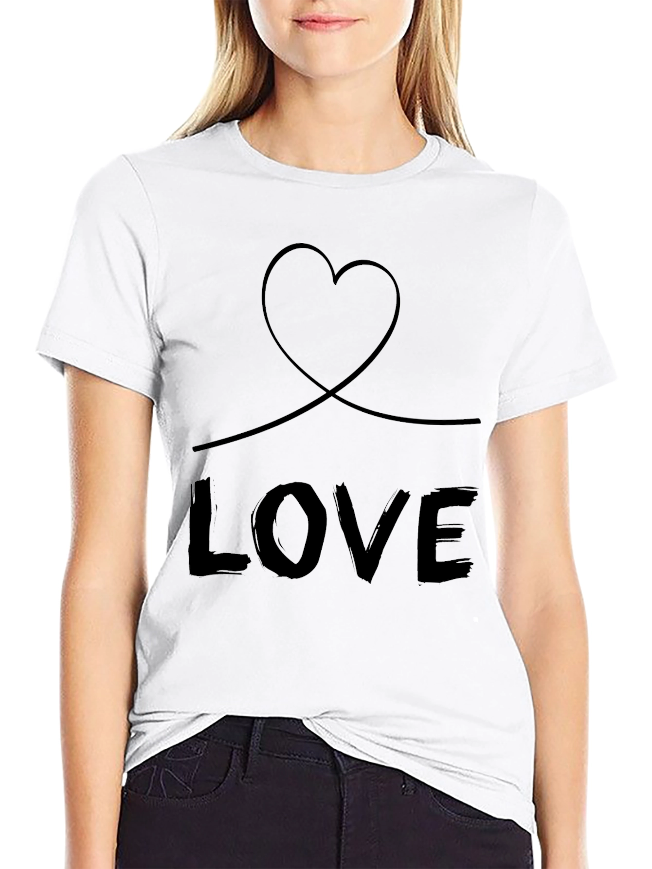 Love Heart Graphic Tee - Black