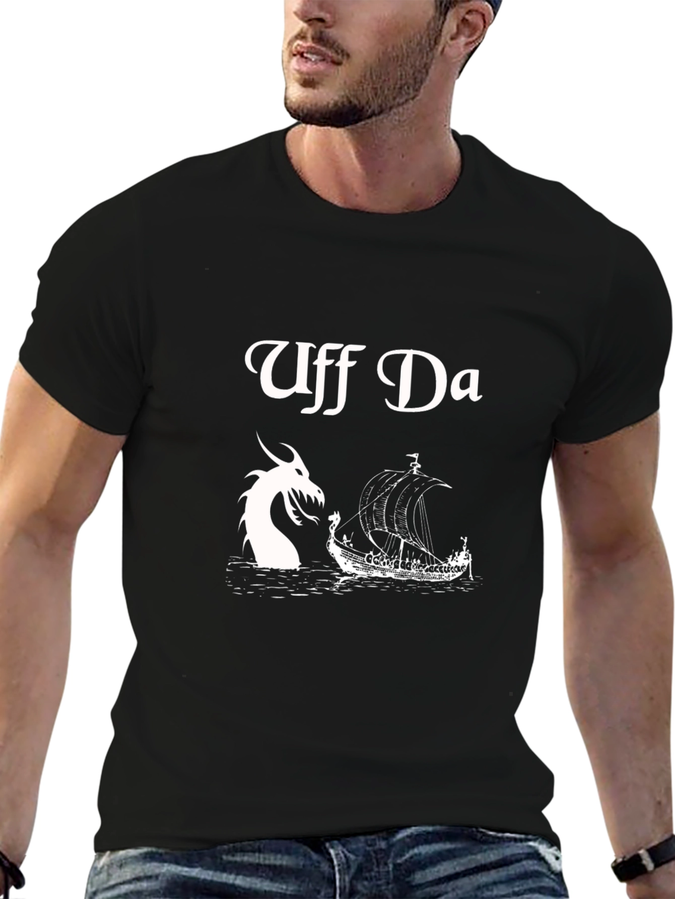 Uff Da Graphic Tee - Viking Ship & Dragon