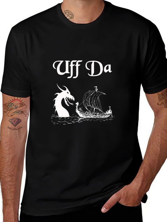 Uff Da Graphic Tee - Viking Ship & Dragon