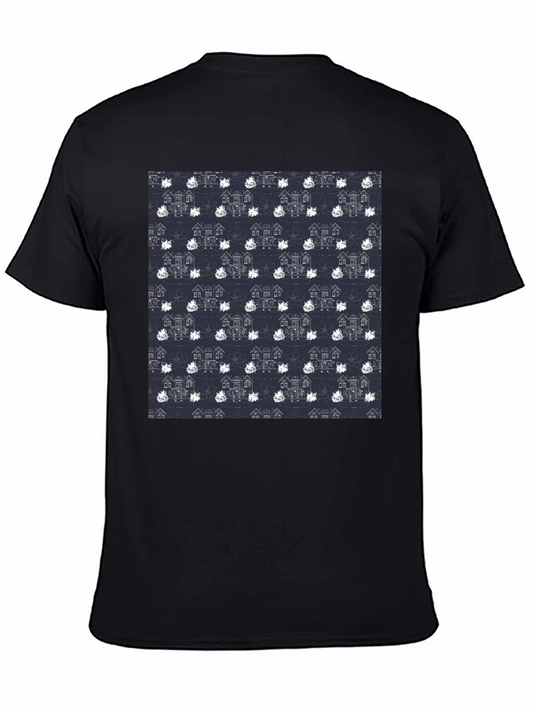 Novelty House Pattern Black T-Shirt