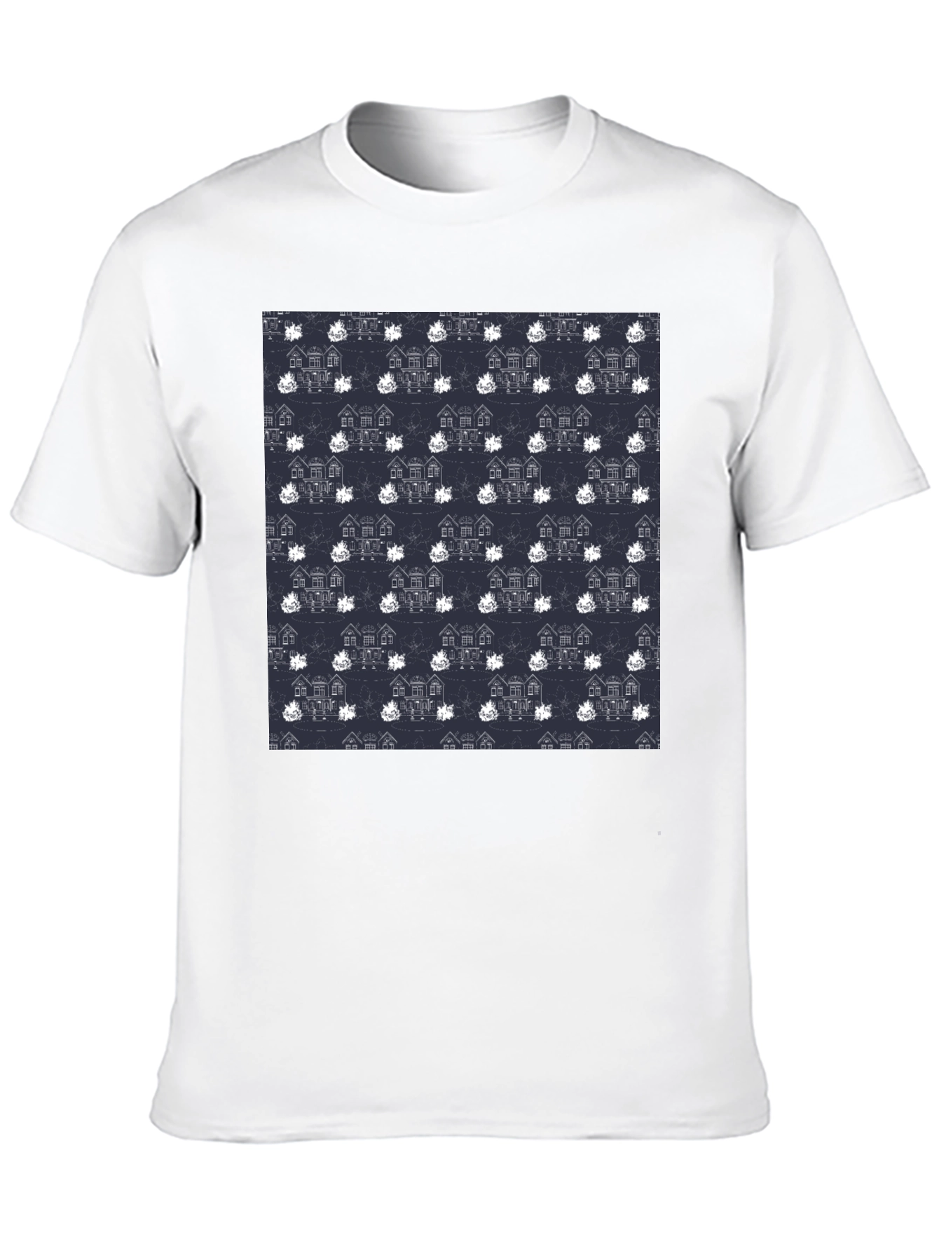 Novelty House Pattern Black T-Shirt