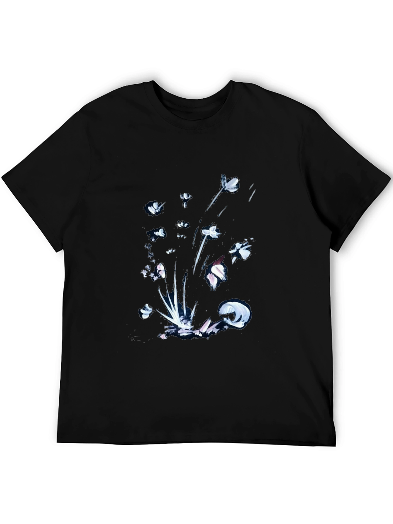 Black Floral Graphic Tee - Casual Wear