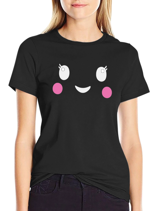 Cute Cartoon Face Black T-Shirt
